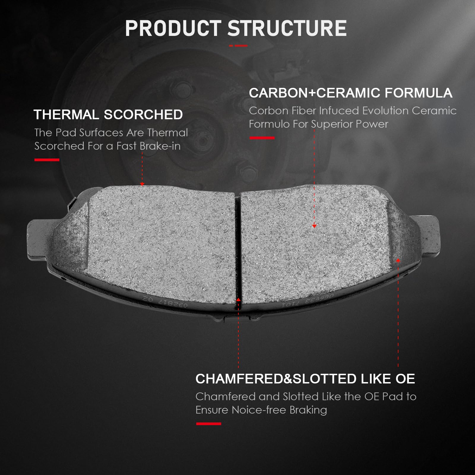 Cciyu D1281 D1280 8Pcs Front & Rear Ceramic Brake Pads Kits 07-13 For Acura Mdx, 10-13 For Acura Zdx, 09-11 For Honda Pilot