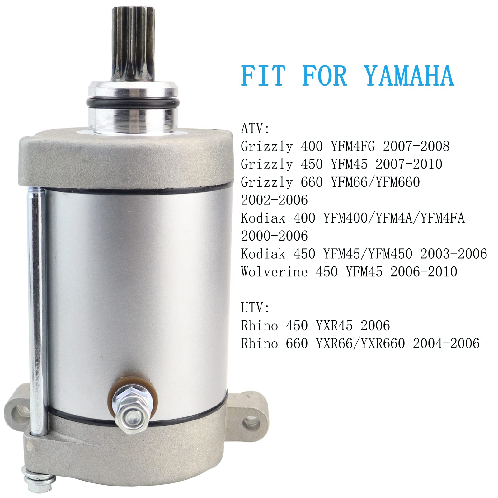 STABSOLI Starter Motor & Relay Replacement for Yamaha Grizzly 400 450 660 2002-2010, Kodiak 400 450 2000-2006, Wolverine 450 200