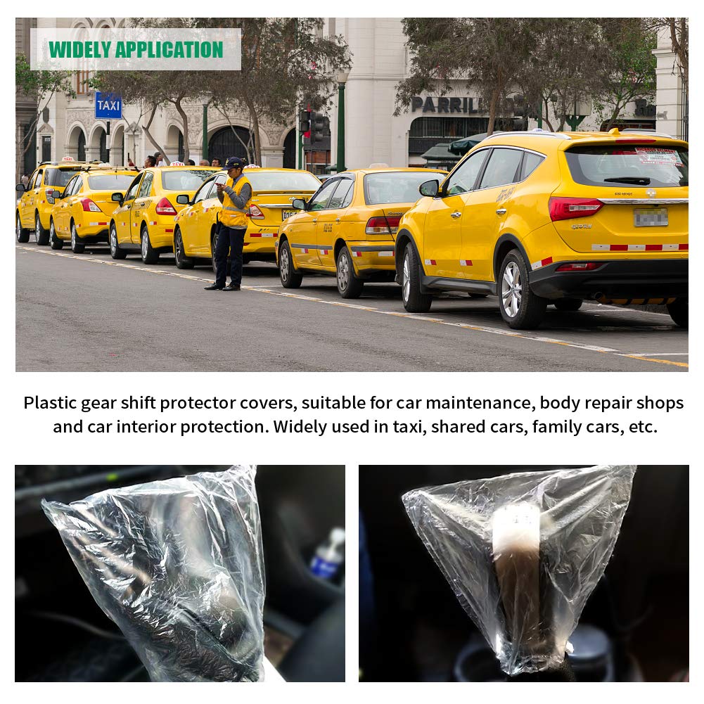 500Pcs Disposable Gear Shift Cover Plastic Transparent Car Gear Shift Protective Covers With Elastic Trims For Car Gear Shift Protection