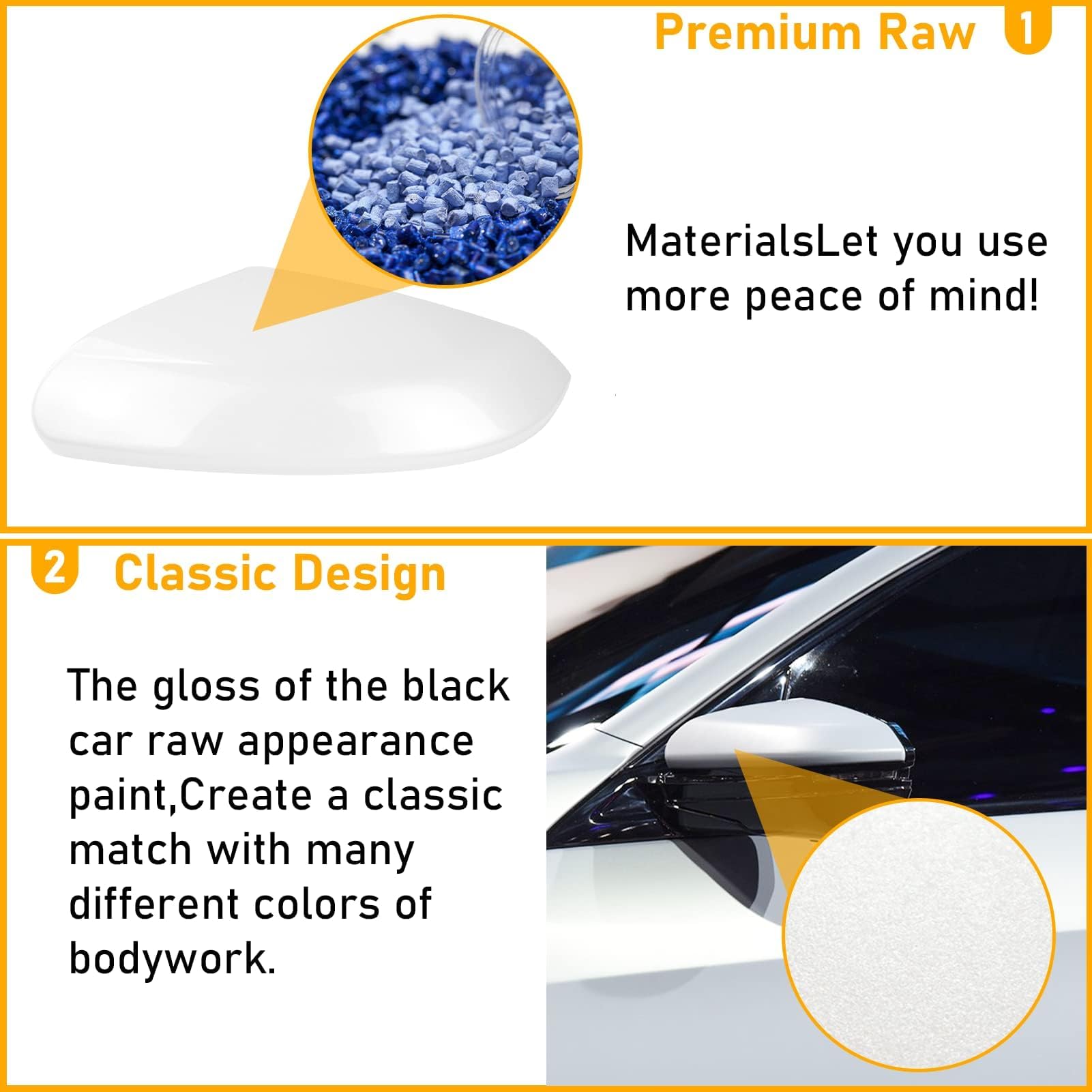 Moonlinks Compatible With 2016-2021 Honda Civic Driver Side Mirror Cover Replacement,Platinum White Pearl For 10Th Gen Civic,201