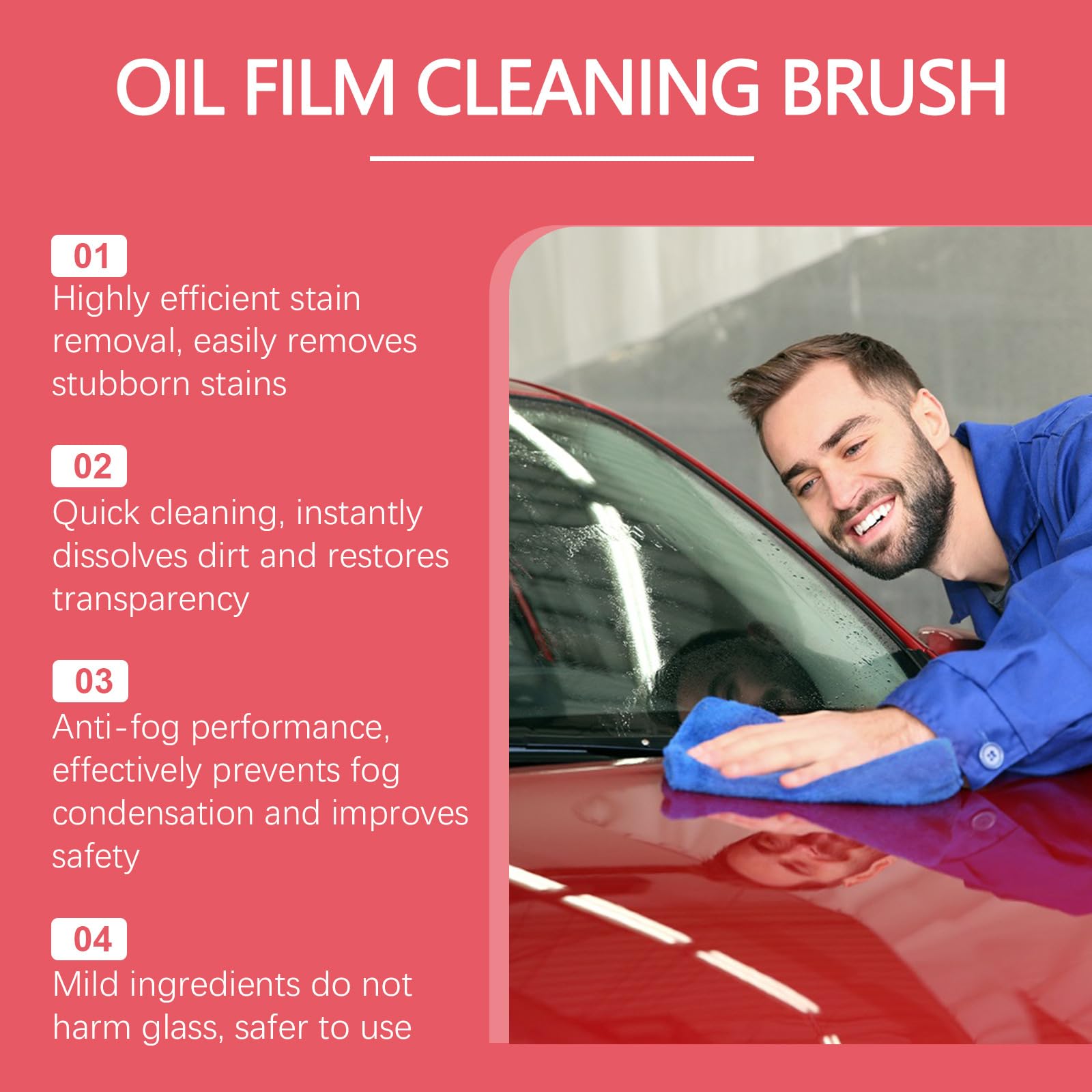 2 PCS Automotive Oil Film Cleaning Brush,2025 New Coating for Windshield, Prevents Rain and Fog,Improves Clarity and Visibility