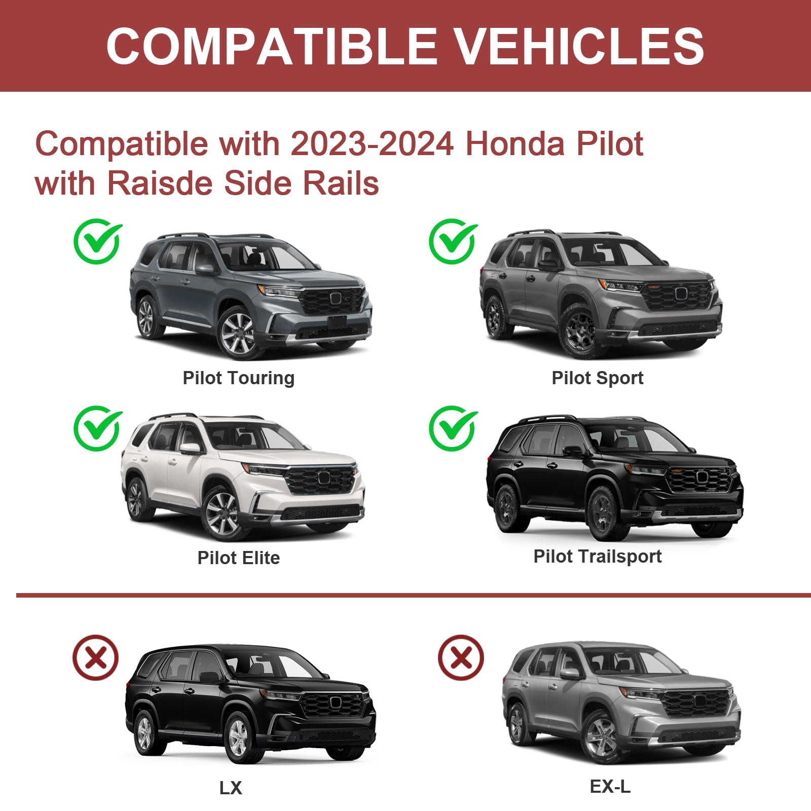 Kinggeri Lockable 220Lbs Roof Rack Cross Bars Compatible With Honda Pilot 2023 2024 2025 Sport Trailsport Touring Elite With Rai