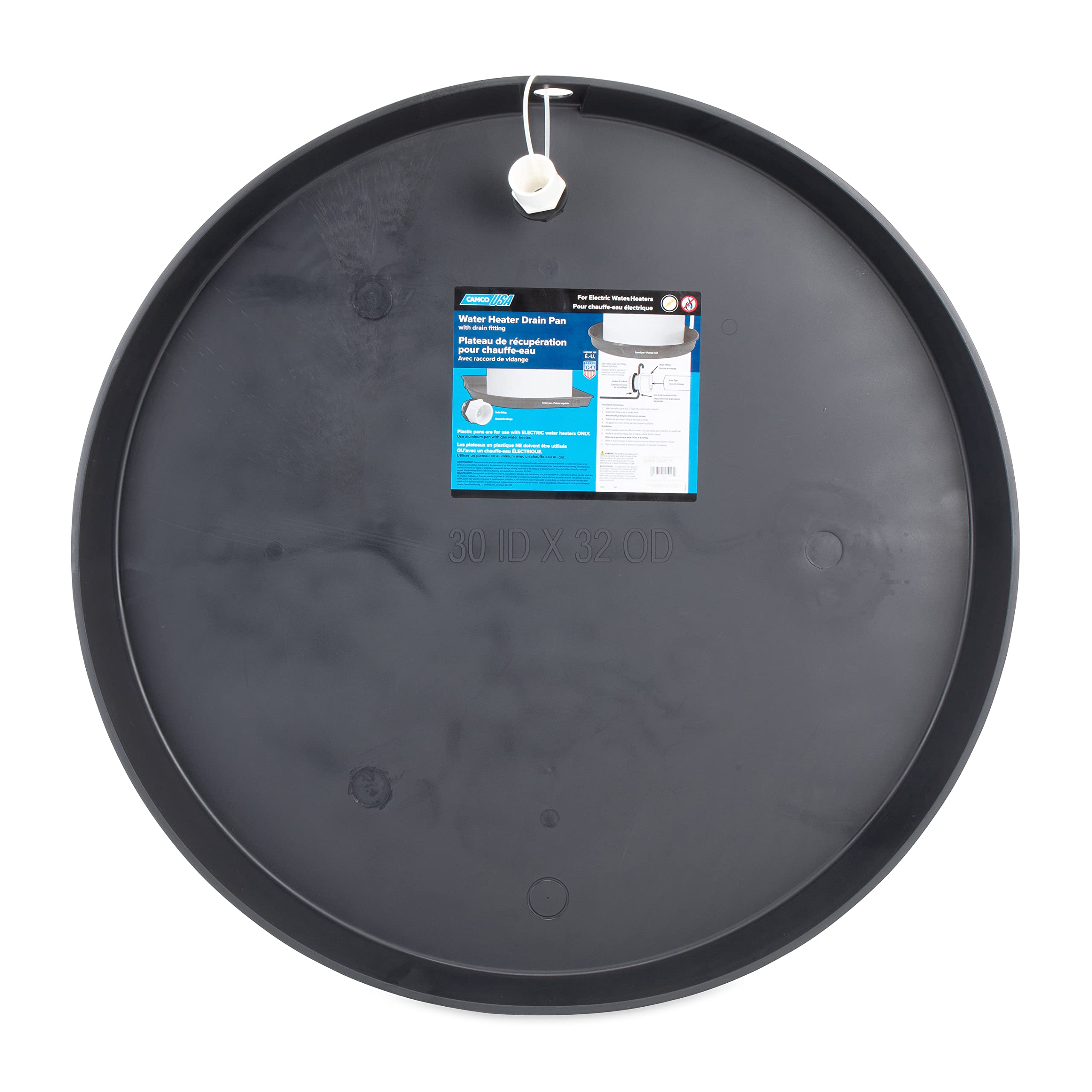 Camco Water Heater Drain Pan | 2 -inch Pan Depth with a 32-inch (OD) and 30-inch (ID) | (11420)