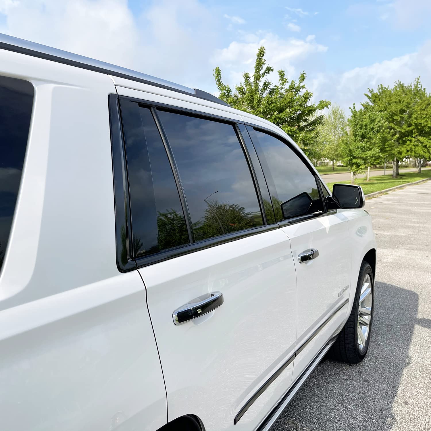 Slickmod Chrome Delete Blackout Vinyl Overlay For 2015-2020 Gmc Yukon Window Trim (Gloss Black)