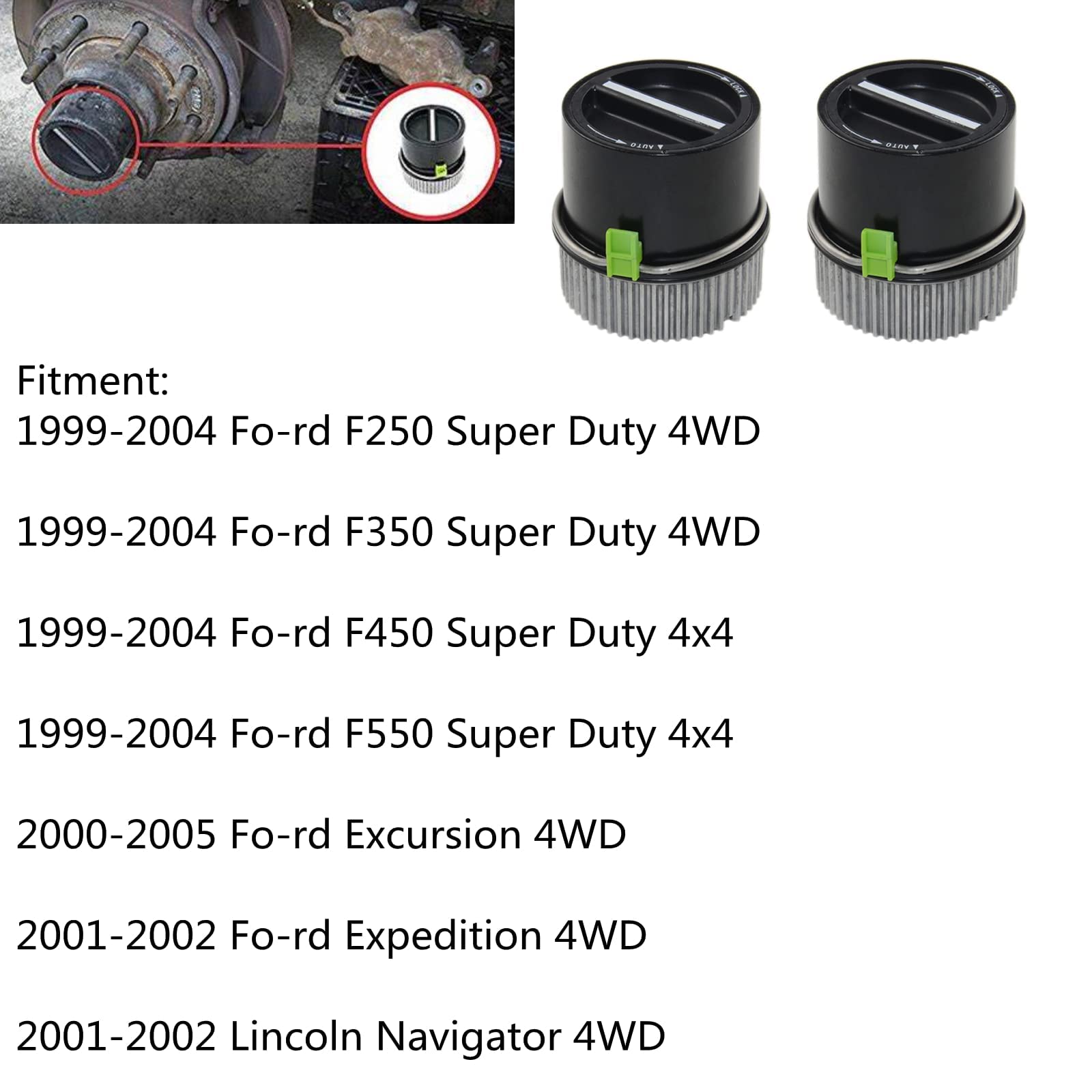 600-203 Pair 4Wd Automatic Locking Hub Front Left + Right Replacement For Ford 1999-2004 F250 F450 F350 F550, 2000-2005 Excursio