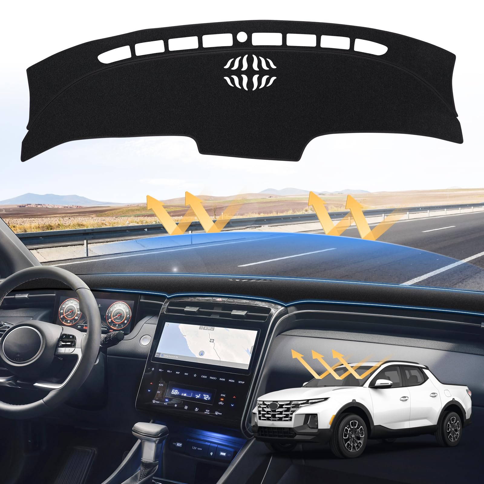 Sunsdrew Dash Cover For 2022 2023 2024 Hyundai Santa Cruz Dashboard Cover Mat For Santa Cruz Accessories Suede Dash Mat Santa Cr
