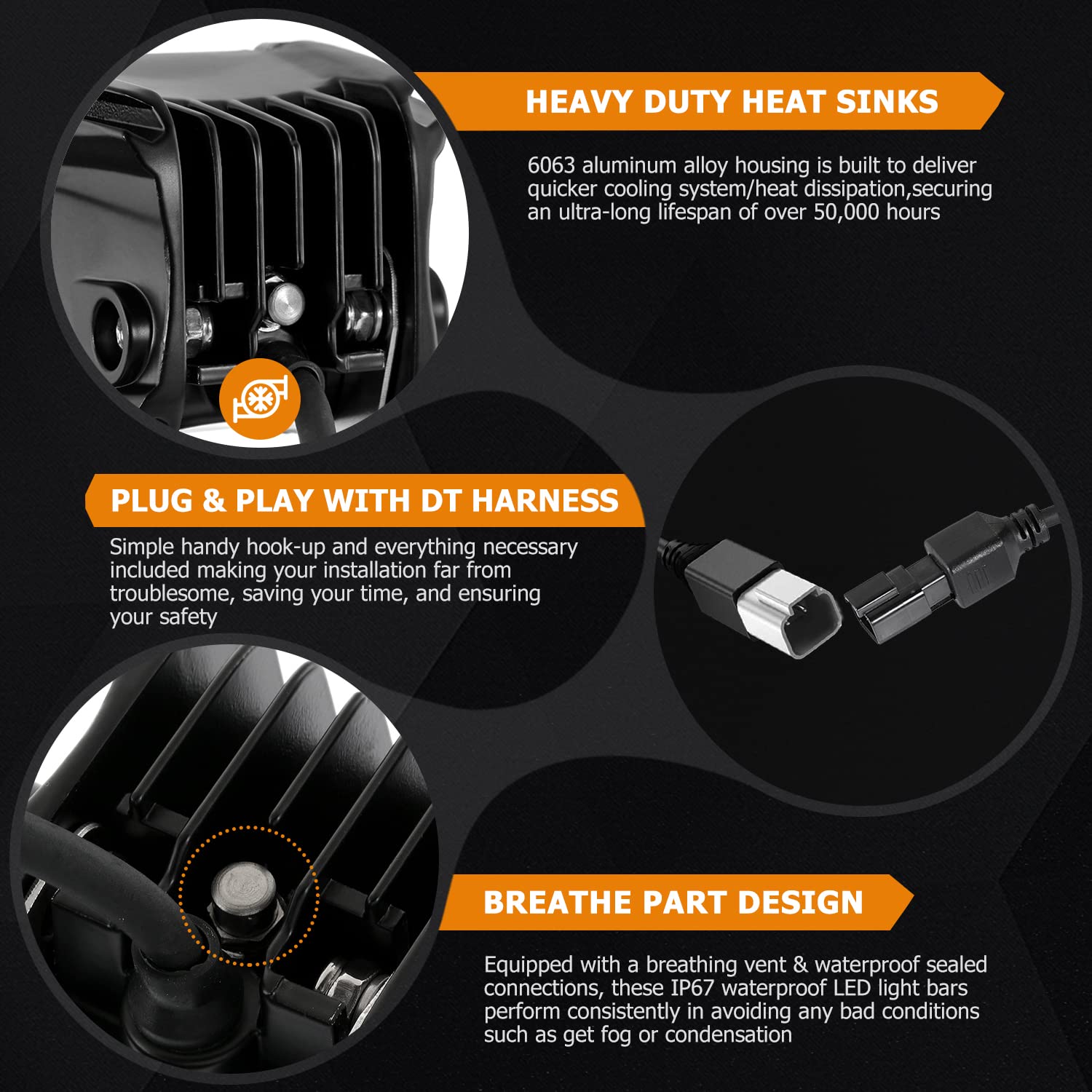 Auxbeam Fa Series Spot Beam Led Pod Lights, 3 Inch 40W Cube Offroad Spot Light, With Dt Wiring Harness, Driving Auxiliary Ditch