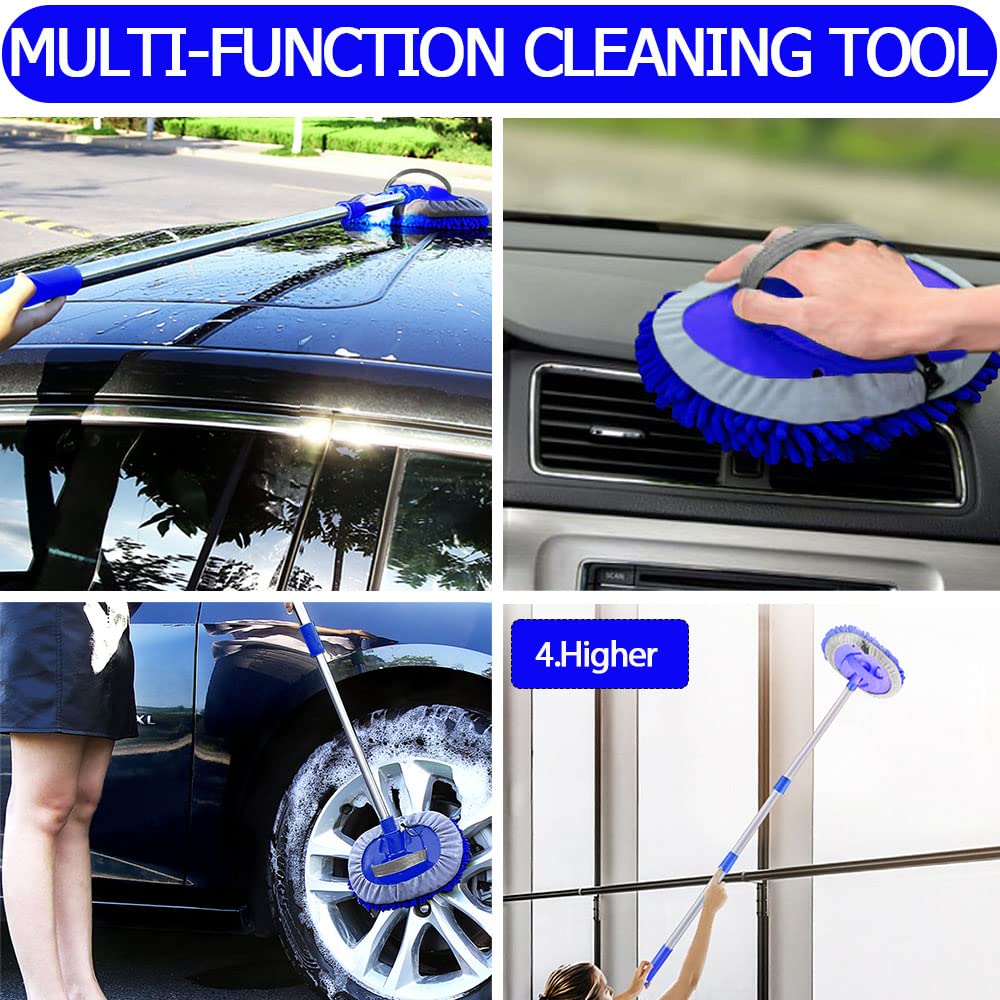 Willingheart 47.5'' Car Wash Brush Mop Cleaning Tool With Long Handle Kit For Washing Detailing Cars Truck, Suv, Rv, Trailer, Bo