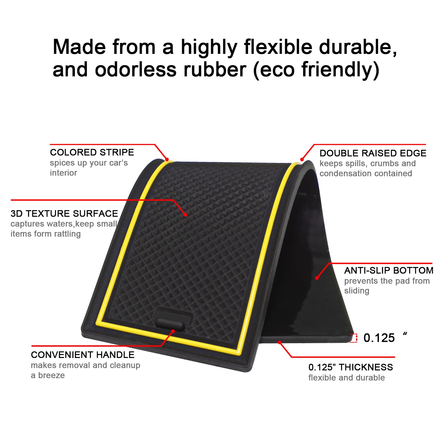 Mochent Cup Holder Insert For Subaru Crosstrek 2023 2022 2021 2020 2019 2018 And For Subaru Impreza 2017-2023 Center Console Mat Non-Slip Door Pocket Liners Interior Accessories (Yellow)