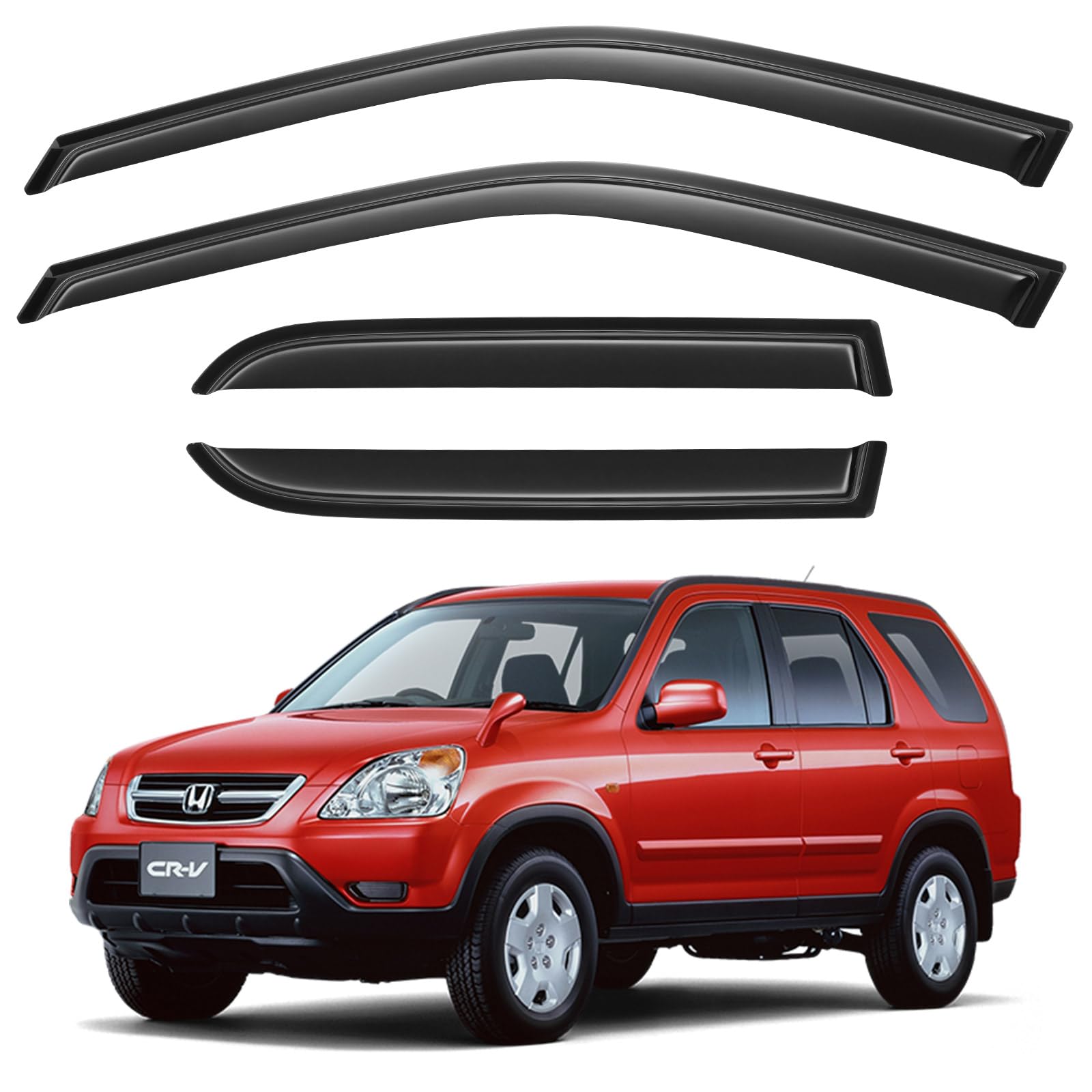 Window Visors Rain Guards for 2002 2003 2004 2005 2006 Honda CRV, Out-Channel Window Vent Wind Deflectors Visors Shades for 02 0