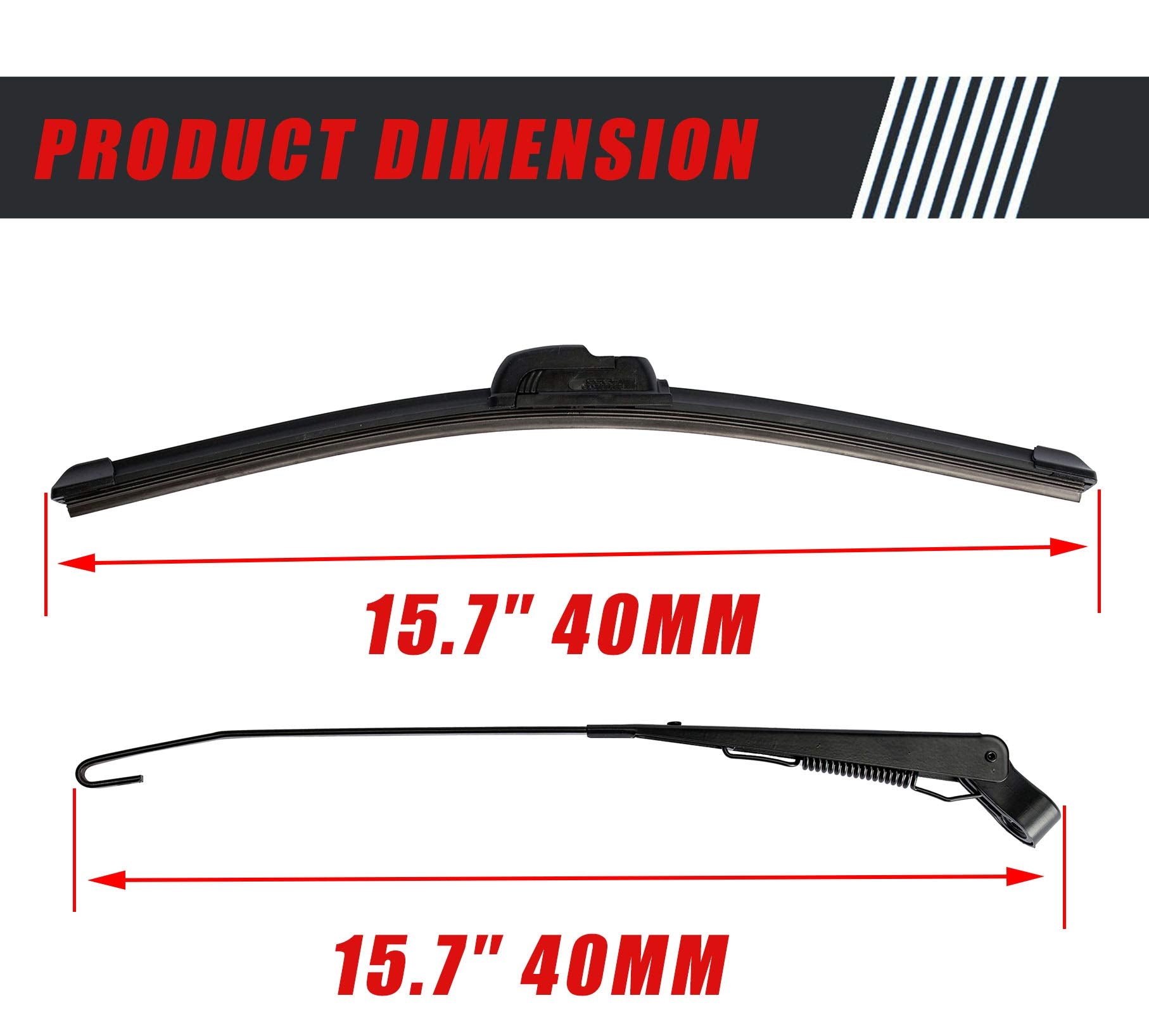 Boine 2 Set 15.7'' UTV Hand Operated Manual Windshield Wiper Kit Compatible with UTV Golf Cart Polairs RZR Ranger Can Am X3 Comm