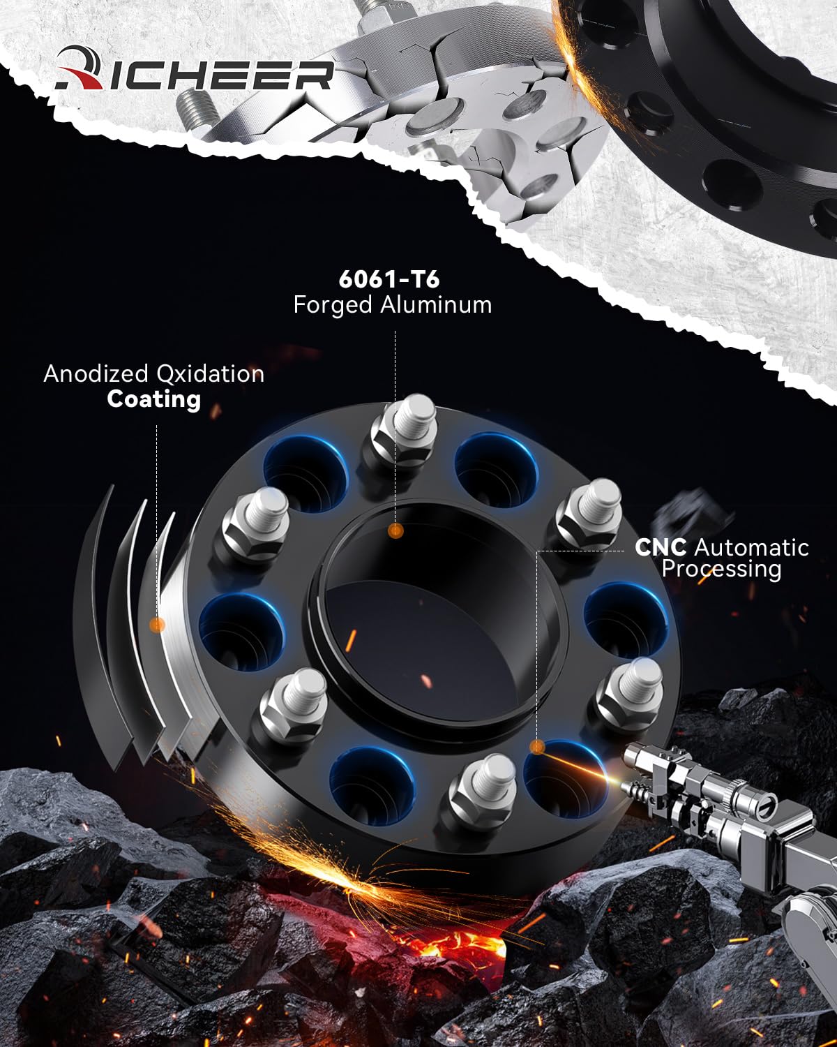 Richeer 6X5.5 Wheel Spacer For Silverado Sierra 1500, 1.25 Inch Hub Centric 6X139.7Mm Wheel Spacers For Tahoe Sunurban Yukon Esc