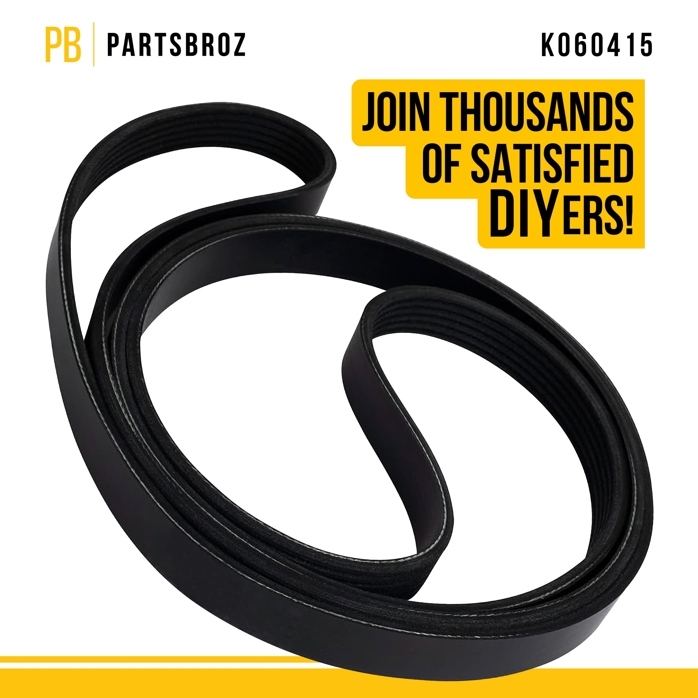 Partsbroz K060415 Micro-V Serpentine Drive Belt - Compatible With Gates Dayco Bando Acdelco Goodyear Continental Masterpro - Rep