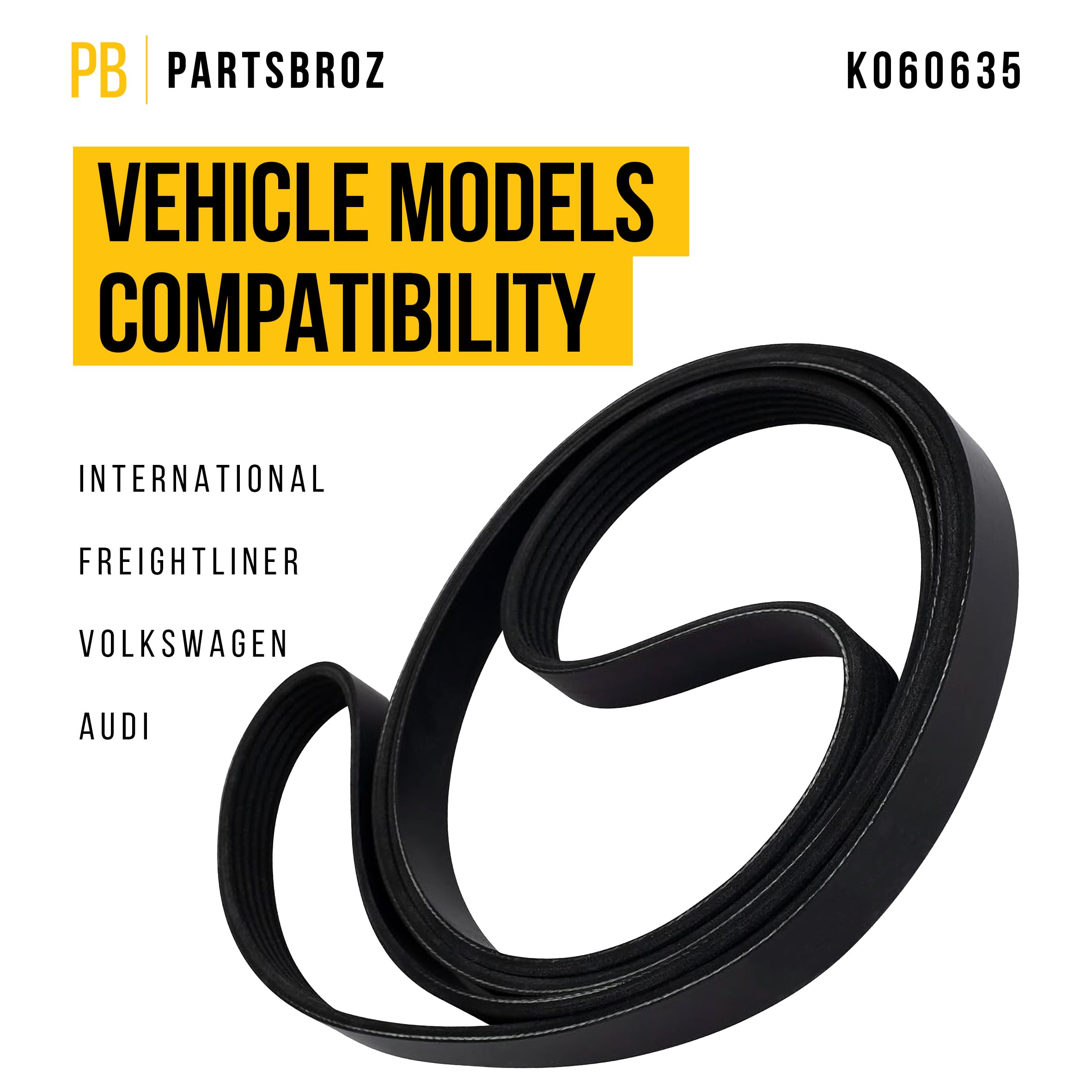 Partsbroz K060635 Micro-V Serpentine Drive Belt - Compatible With Gates Dayco Bando Acdelco Goodyear Continental - Replaces K060