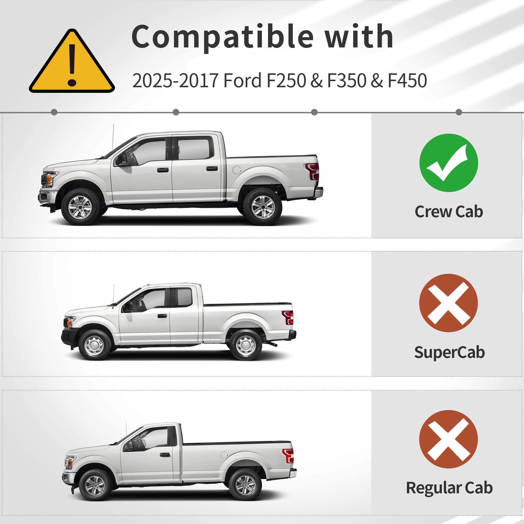 Oedro Floor Mats Fits For Ford F250/F350/F450 2025-2017 Super Duty Crew Cab W/Under Seat Storage, Tpe All Weather Custom Fit F-2