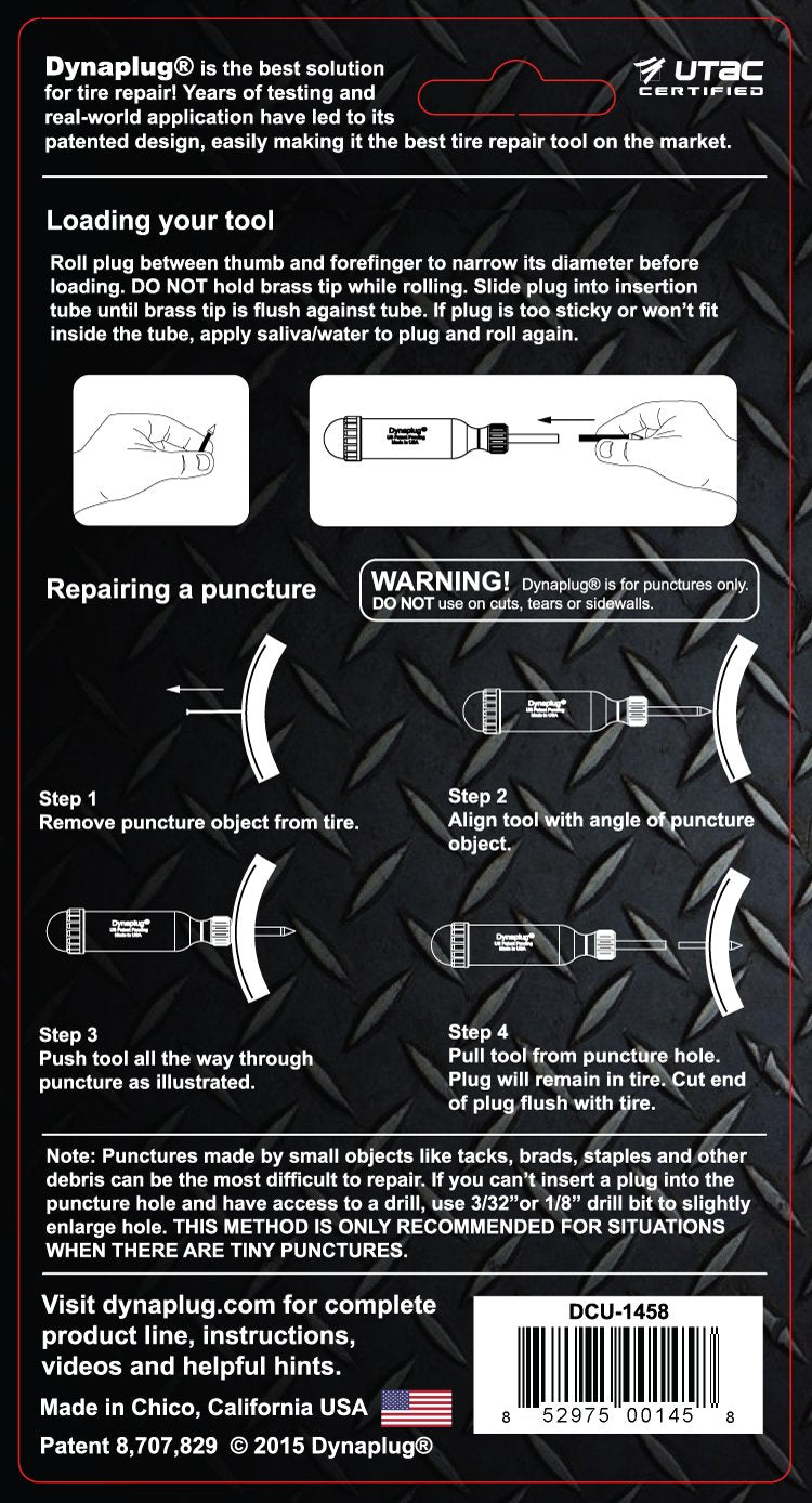 Dynaplug Quick Motorcycle Tire Puncture Repair - Carbon Ultralite