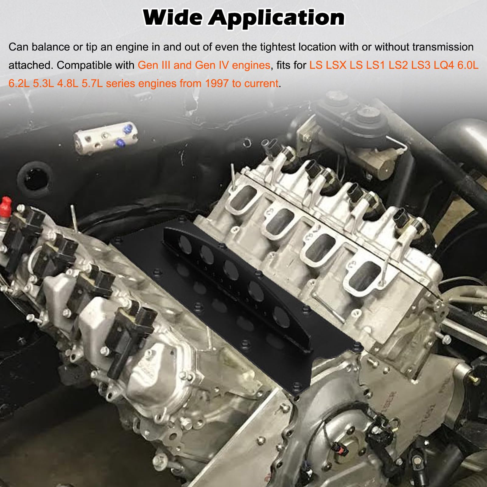 Bonbo for LS Engine Lift Plate - Heavy Duty Engine Hoist Picker Crane Lift Plate Compatible with Chevy LS Series LSX LS LS1 LS2