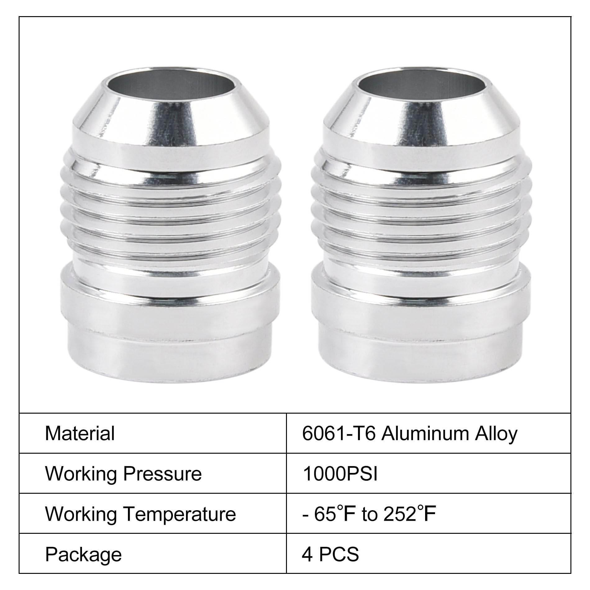 EVIL ENERGY 10AN Male Weld on Bung Fitting Aluminum 4PCS