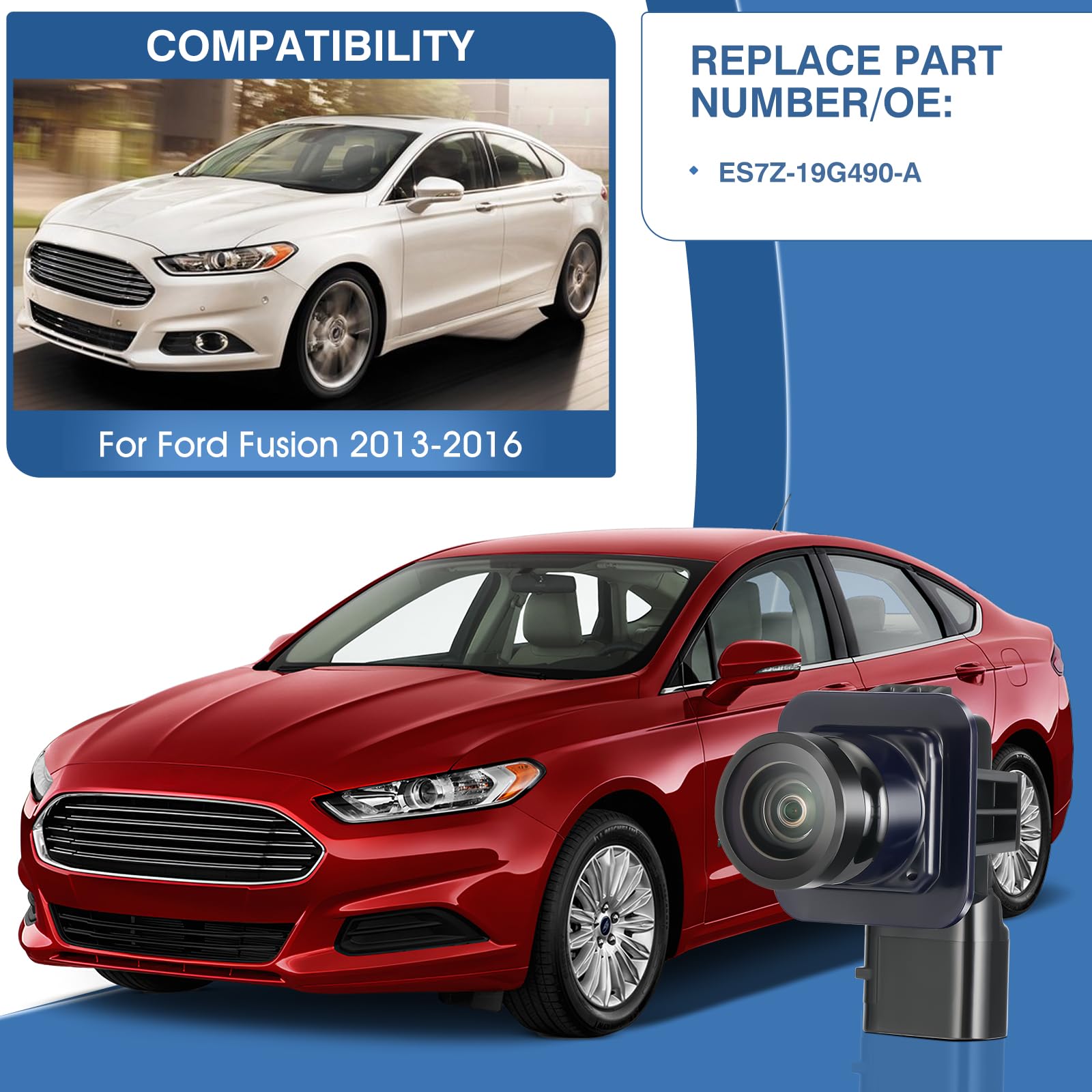 Acauto Rear View Backup Camera Fit For Ford Fusion 2013-2016, Reversing Parking Assist Camera Oe Replacement Es7T-19G490-Aa Es7Z