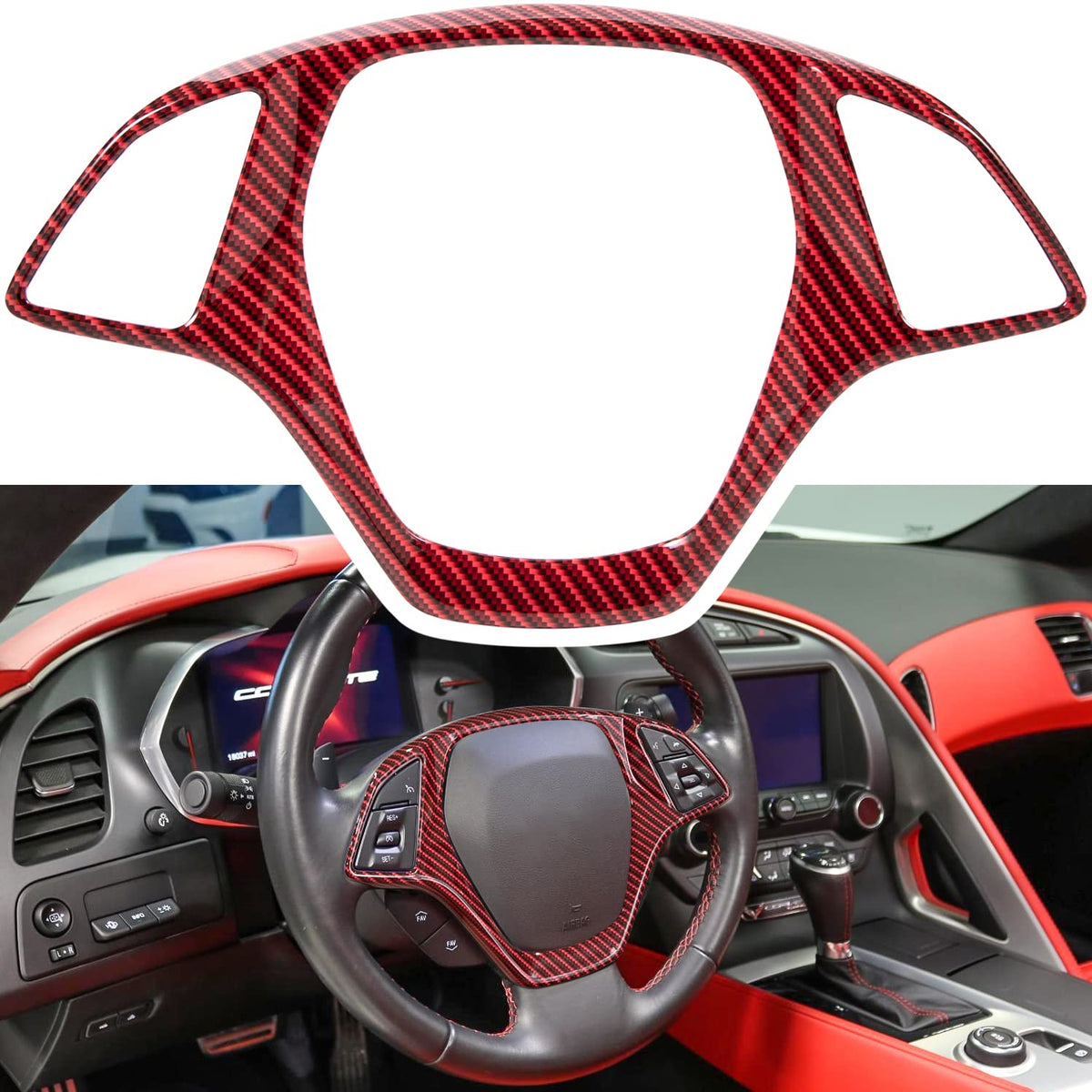 Carbon Fiber Look Steering Wheel Cover Molding Cover Trim For Chevrolet Corvette C7 Z06 Z51 Zr1 Stingray Grand Sport 2014 2015 2