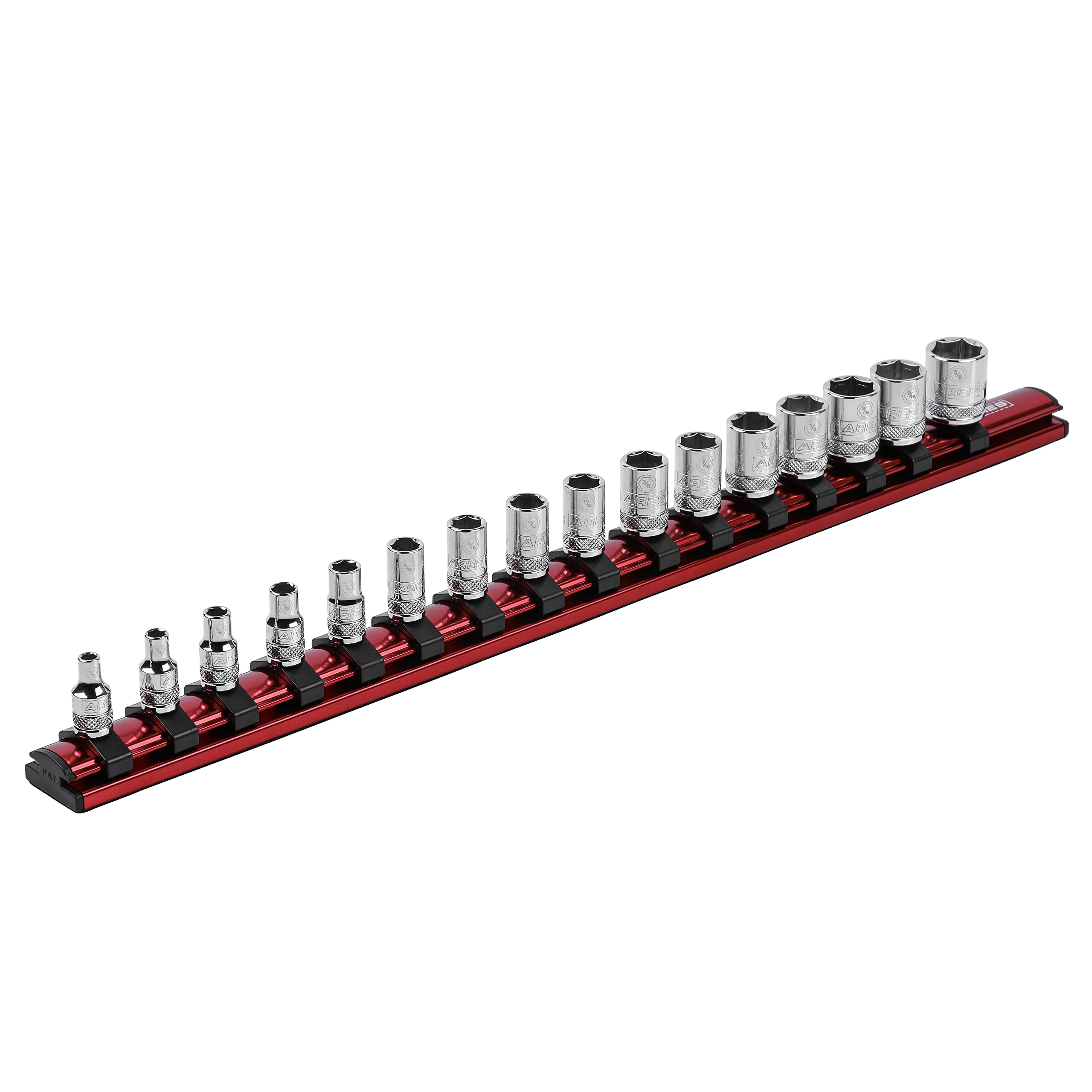 ARES 711801/4Inch Drive Magnetic Socket Organizer  Aluminum Rail Stores up to 12 Sockets and Keeps Your Tool Box Organized