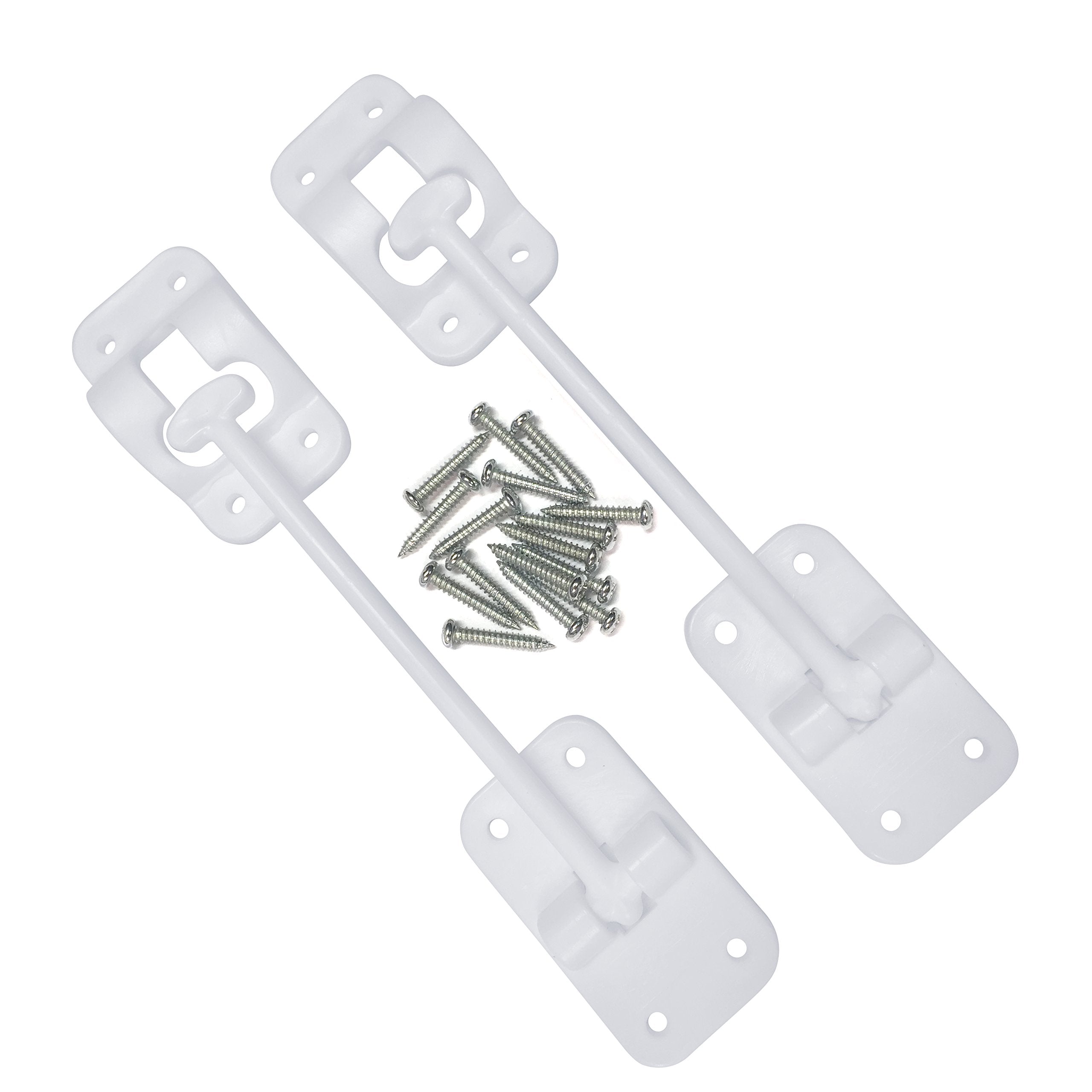 Camp'N T-Style 6 Door Latch-Holder-Catch With Hardware For Rv, Trailer, Camper, Motor Home, Cargo Trailer - Oem Replacement (White 2-Piece)