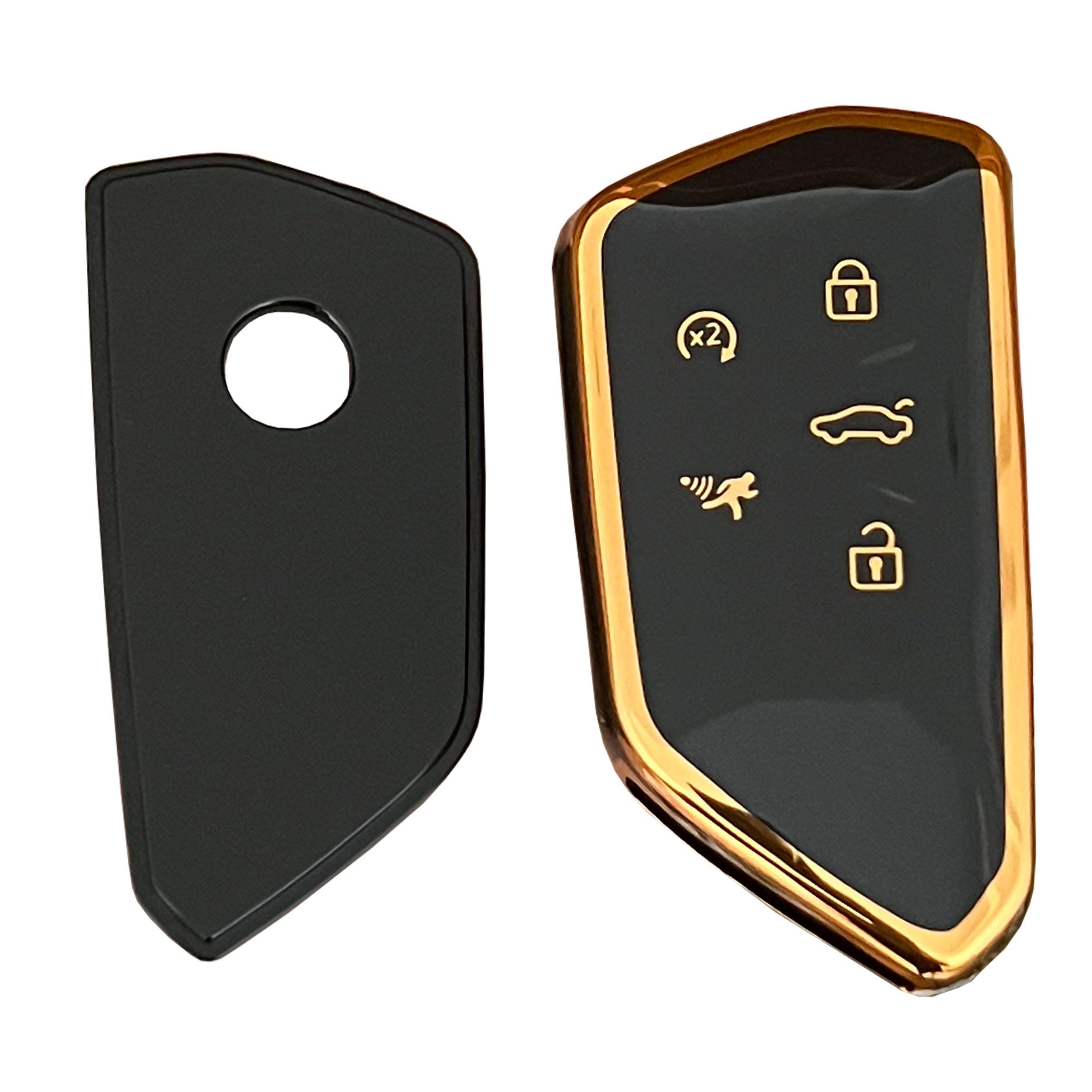 WENHENI for VW Volkswagen Key Fob Cover Key Fob Shell With KeyChain Fit for VW ID4 ID3 MK8 Golf GTI Skoda Octavia Smart Key (Gol