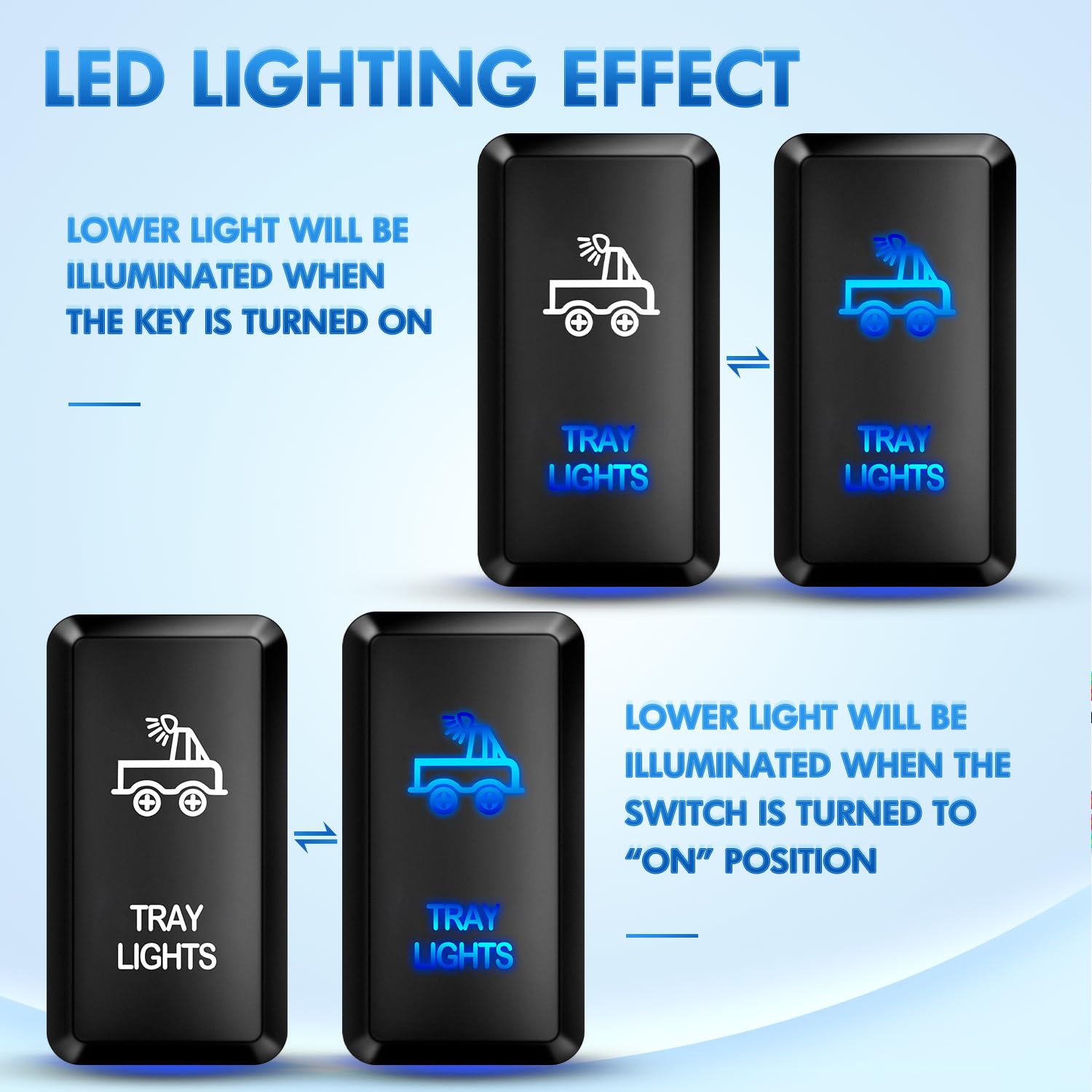 Nilight Tray Lights Push Button Switch 12V On Off Switches With Connector Wire Kit 1.54'' X 0.83'' Replacement For Toyota Fj Cru