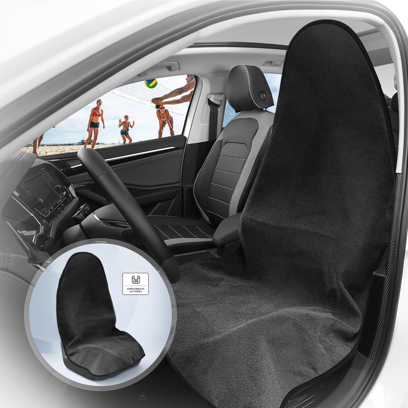 ZIMABLUE Terry Cloth seat Cover Universal Waterproof Car Sport Towel Seat Cushion Non-Slip Sweat-Absorbent Towel Cloth Suitable 