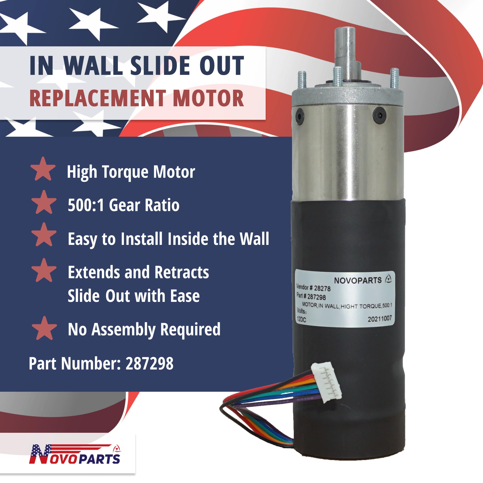 Novoparts 287298 In Wall Slide Out Motor 500:1 High Torque