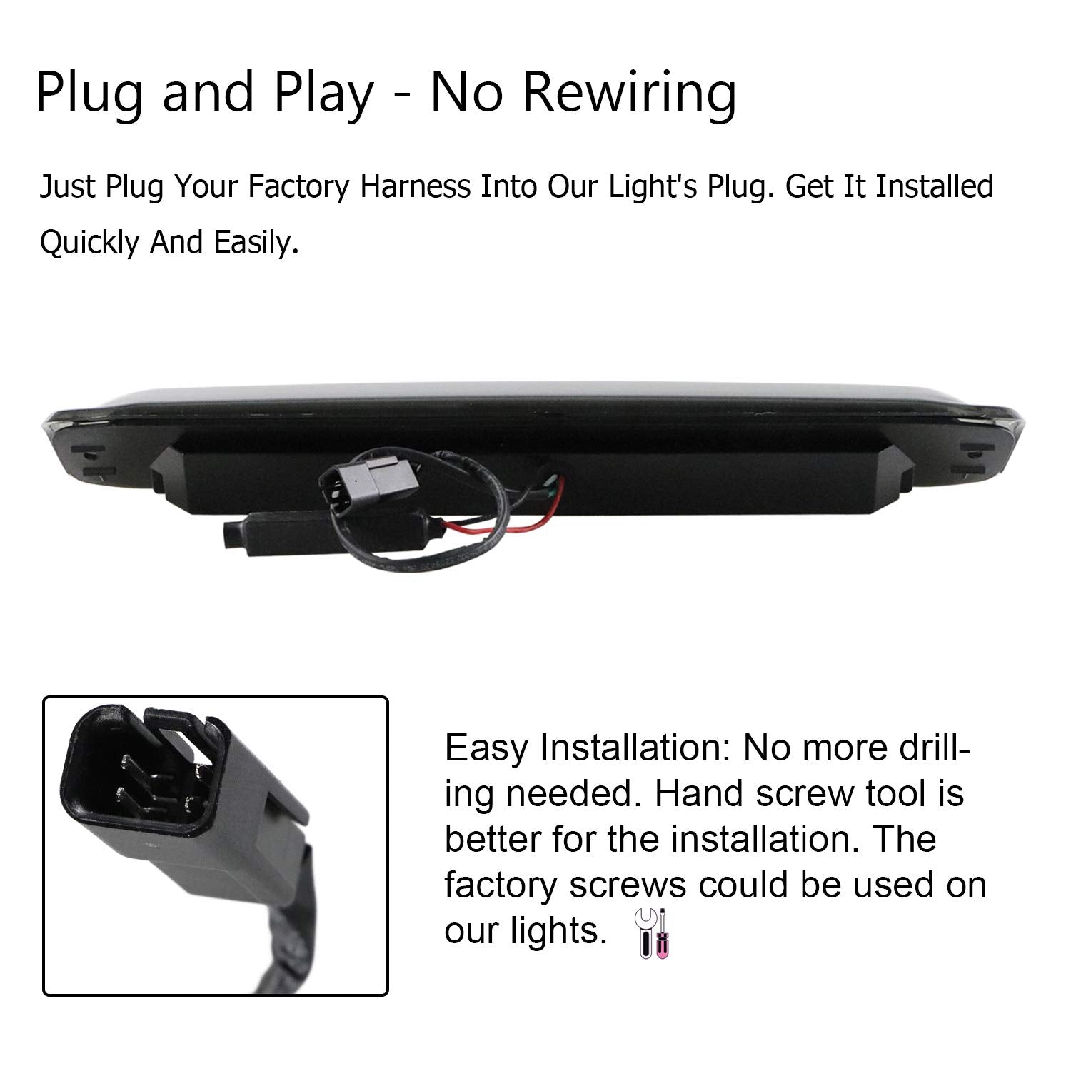 Tresound Led Third 3Rd Brake Light Compatible With 1999-2007 Silverado Gmc Sierra 1500 2500 3500 Hd Classic, Rear Cargo Lamp High Mount Stop Light Reverse Light (Smoke)