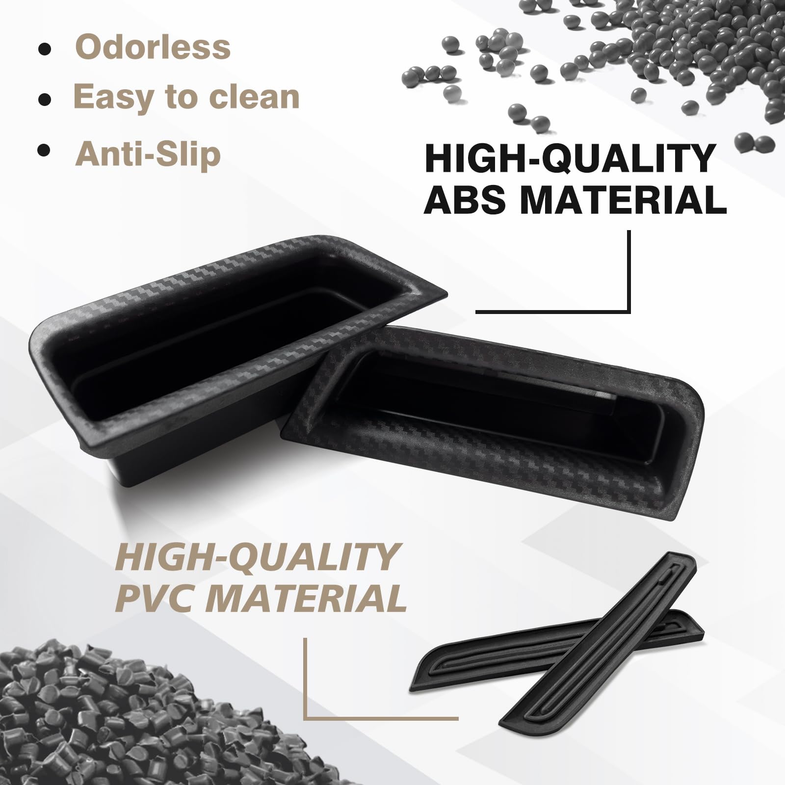 Muslogy for 2024 Mustang Door Handle Storage Box 2PCS Door Pocket Insert Organizer Interior Accessories Armrest Phone Container