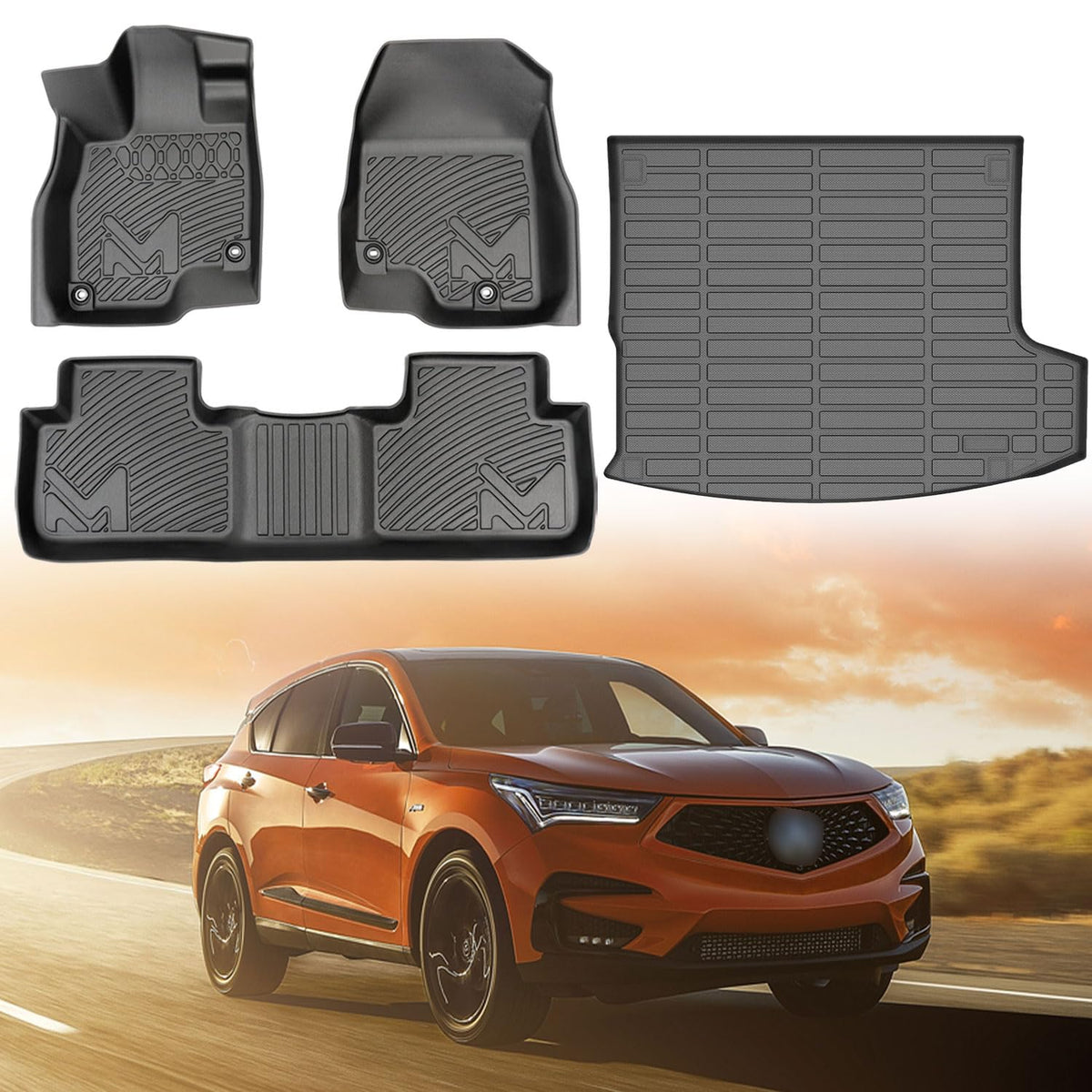 Tpe Automotive Floor Mats & Cargo Liner Custom For 2019-2025 Acura Rdx, All Weather Cover Protection Waterproof Black Floor Line