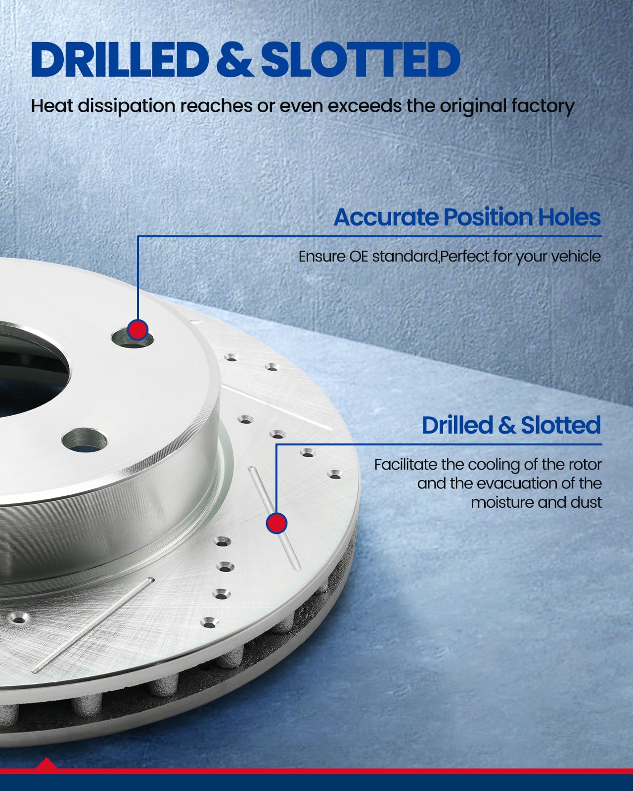 KAX Front Brake Kit, Drilled and Slotted Brake Rotors, Ceramic Brake Pads | Fits Honda Pilot 2003 2004 2005 2006 2007 2008,Autom