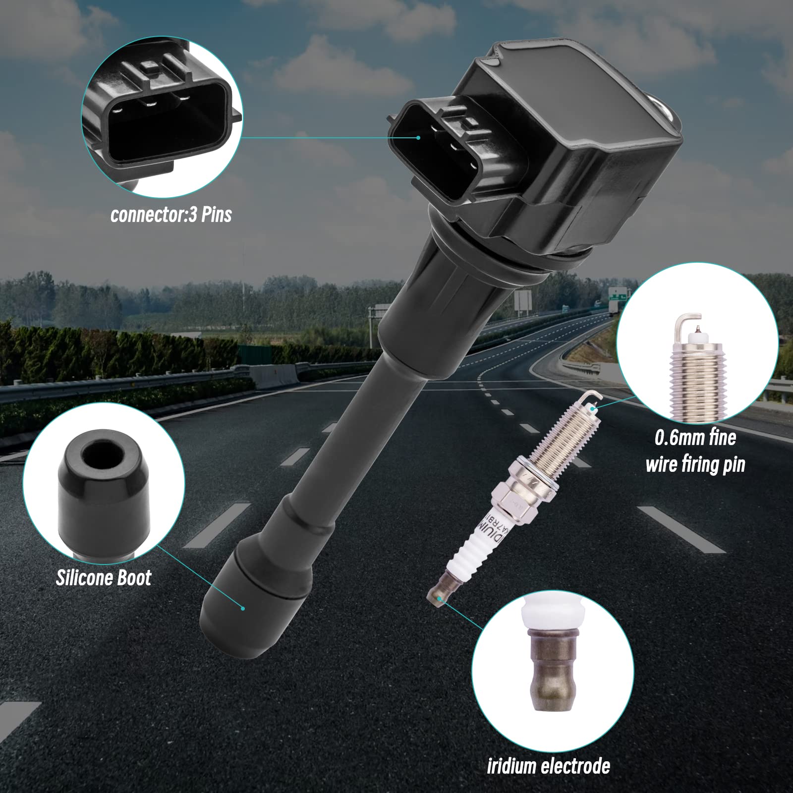 Aulink Ignition Coil Pack & 9029 Spark Plug Set Of 4 Uf549 5C1753 C1696 Compatible With 2007-2019 Nissan Altima Cube Rogue Sentr