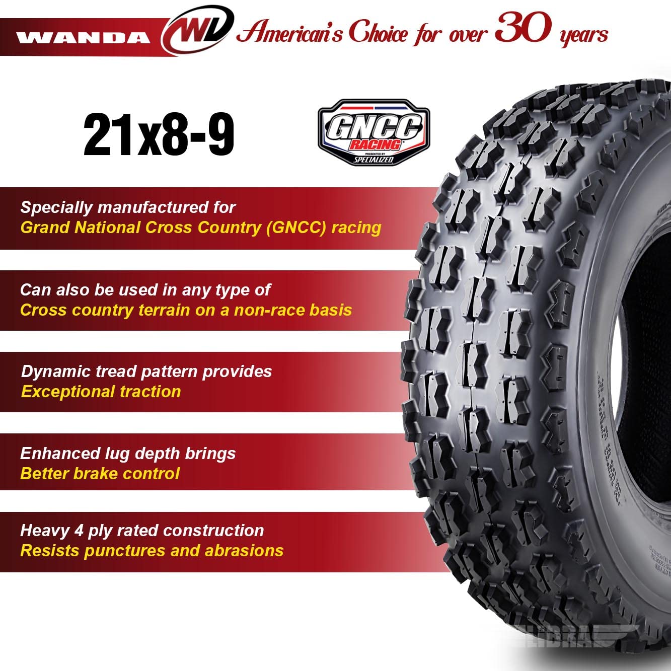 Wanda Set 2 Sport Atv Tires At 21X8-9 21X8X9 P356 Gncc (Grand National Cross Country) Race Tire 10289