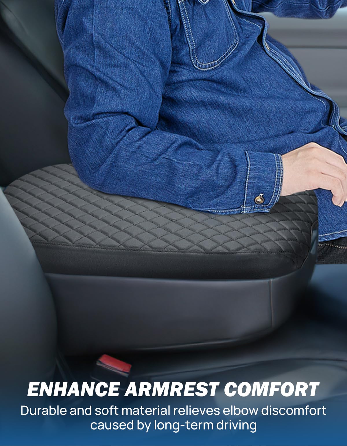 Joytutus Center Console Cover Compatible With 2002-2012 Ram 1500 2500 3500 Jump Seat Console, Leather Arm Rest Armrest Cover For