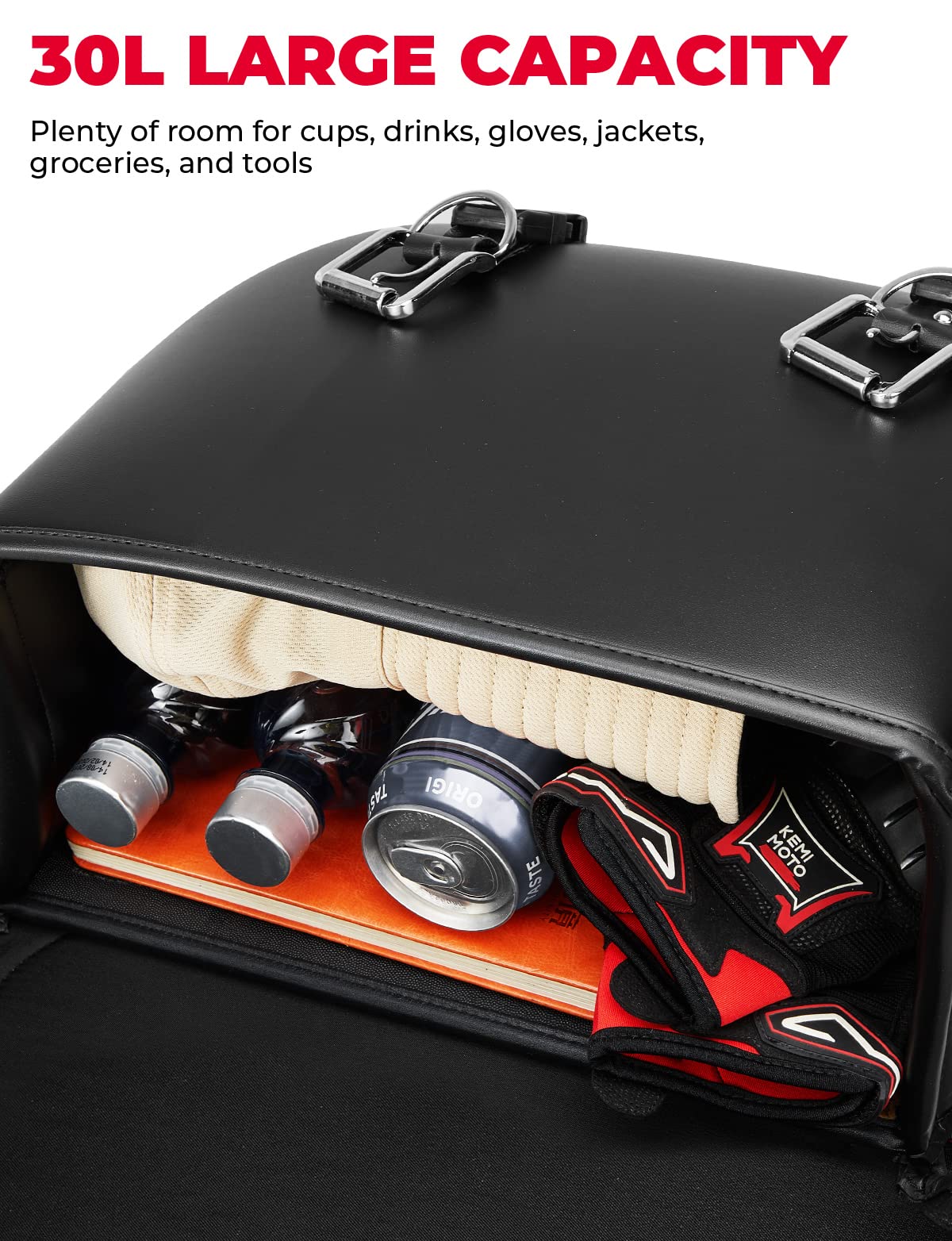 Kemimoto Motorcycle Saddlebags, 30L Large Capacity Saddle Bags Motorcycles, Pu Leather Motorcycle Luggage Bag For Sportster Soft