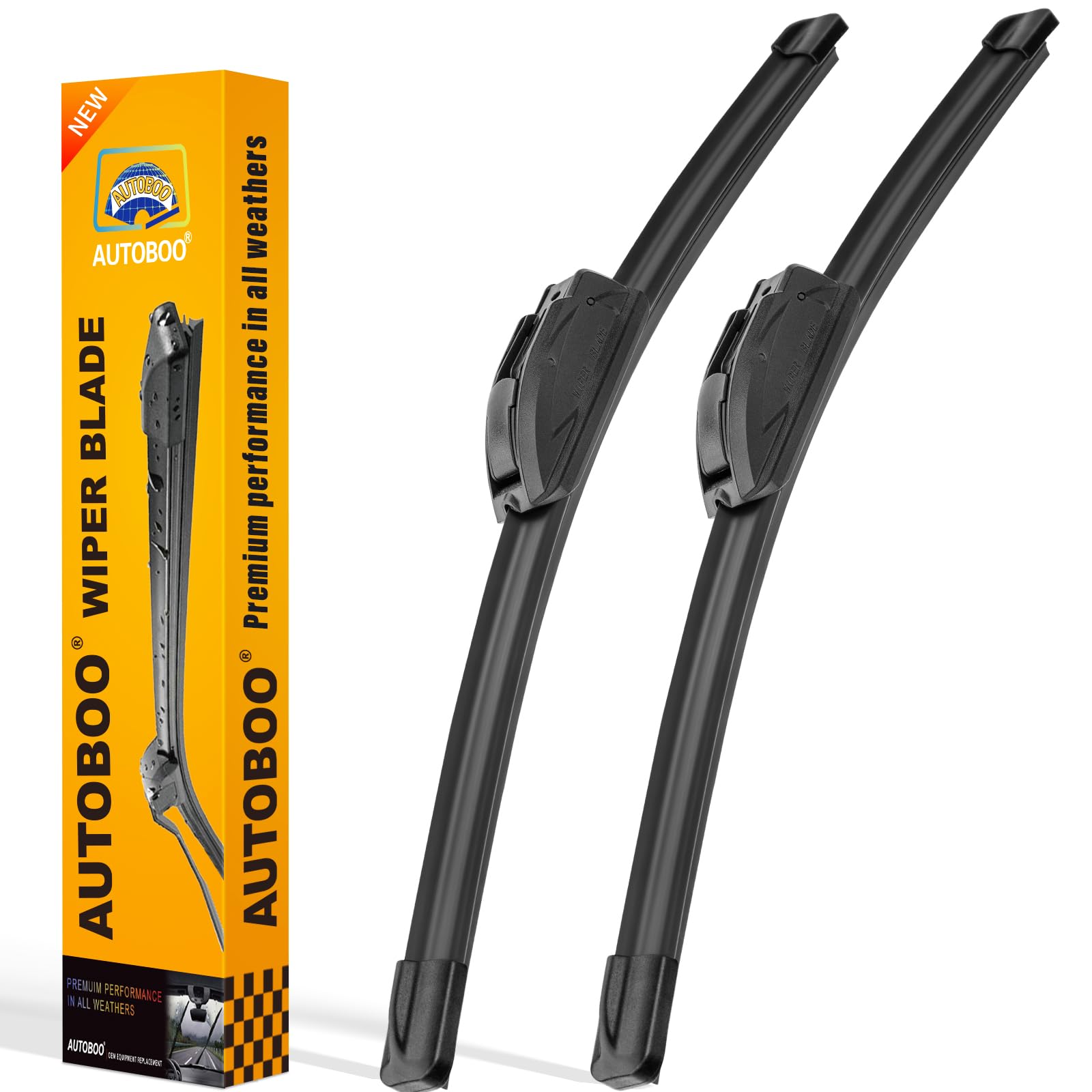 Autoboo Oem Quality 26'' + 18'' Premium All-Seasons Durable Stable And Quiet Windshield Wiper Blades Pack Of 2 (Pair For Front W