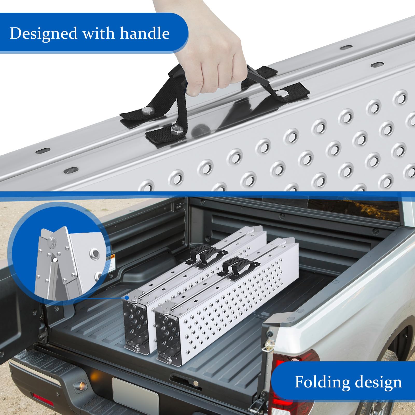 Arejonner 77.7 inches Long and 8.6 inches Wide Heavy Duty Folding Loading Ramp, 1500lb Capacity, Motorcycle; Lawn Mower; Snow Pl