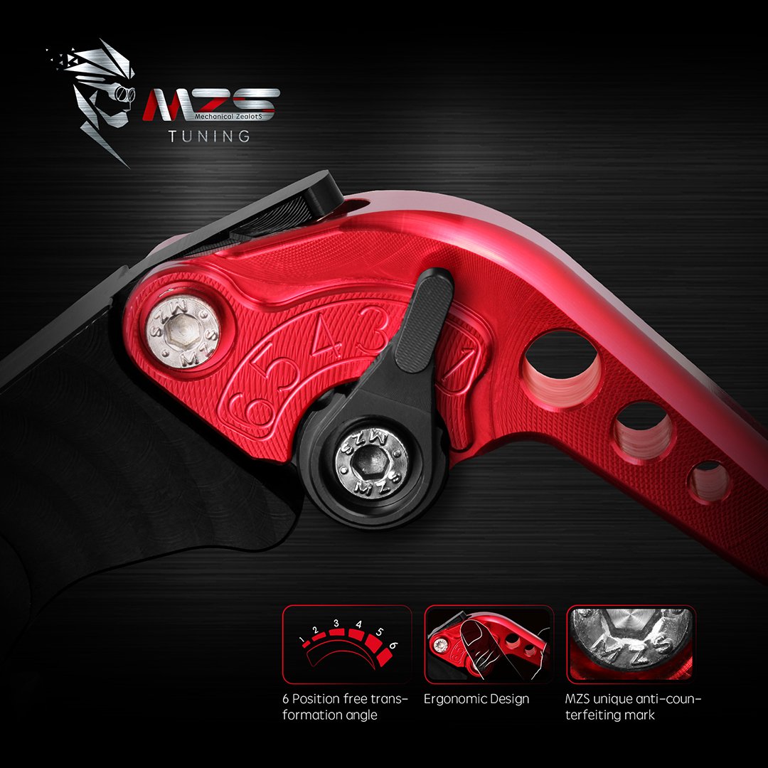Mzs Red Motorcycle Brake Clutch Levers Adjustable Short Compatible With Monster S2R 800 / Monster 400 620 695 696 796 / Multistr