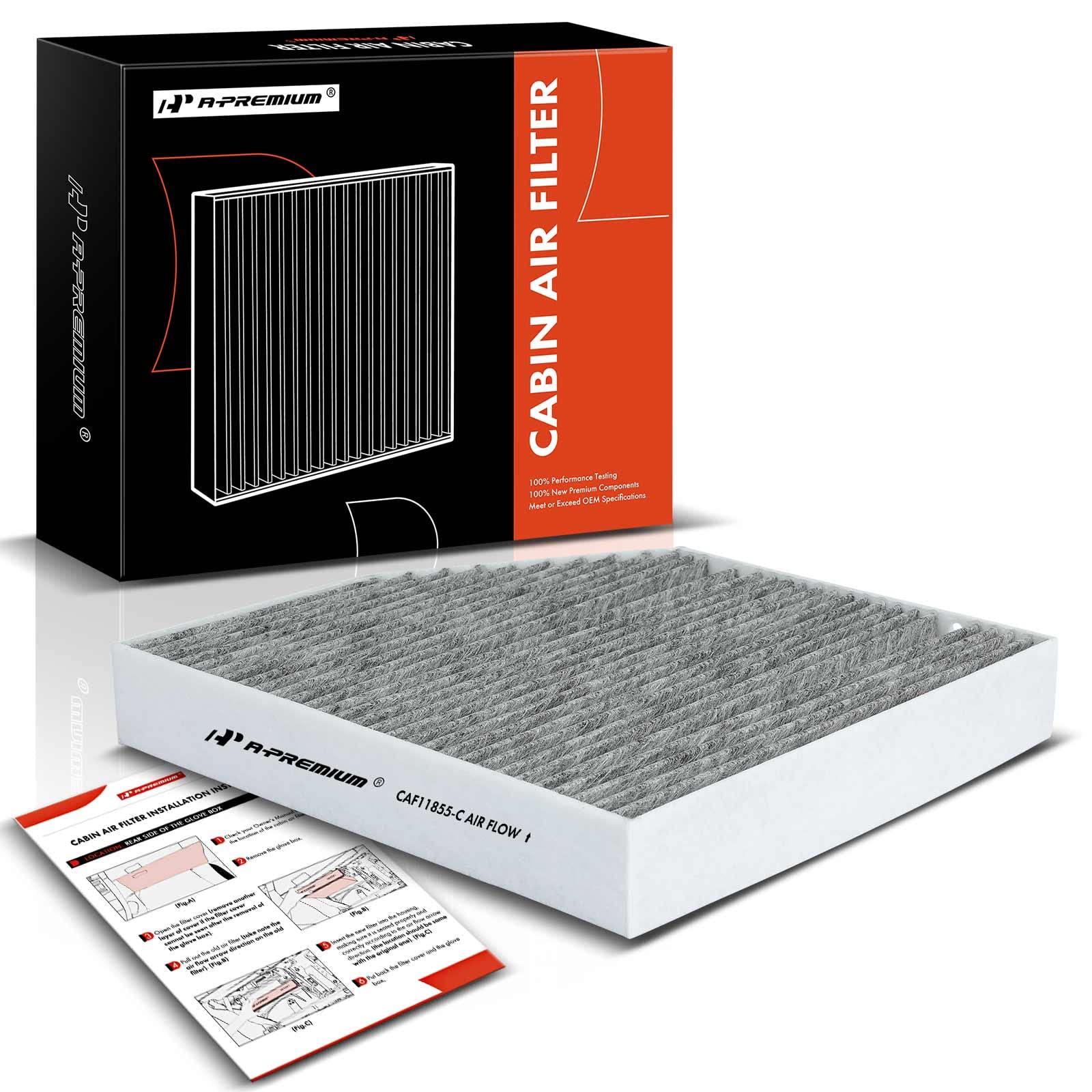 A-Premium Cabin Air Filter with Activated Carbon Compatible with Mercedes-Benz C300, C400, E300, E400, E450, GLC300, GLC350e, C4