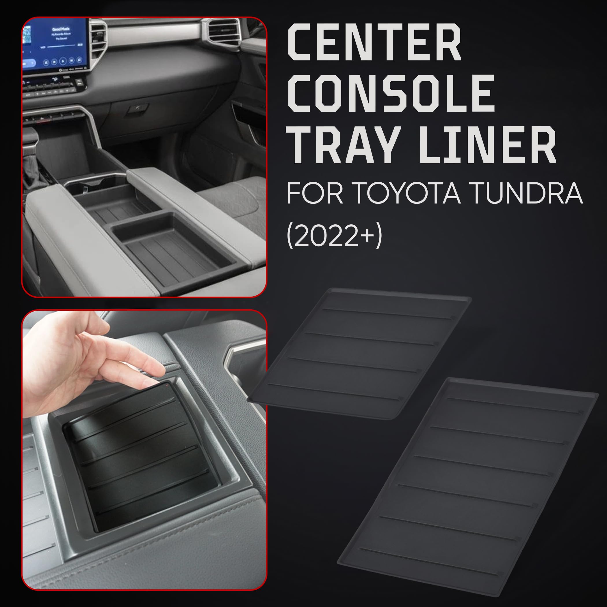 Ajt Design Center Console Tray Liner For Toyota Tundra (2022+) & Sequoia (2023+) | Non-Slip Mat & Anti-Rattle Center Console Org