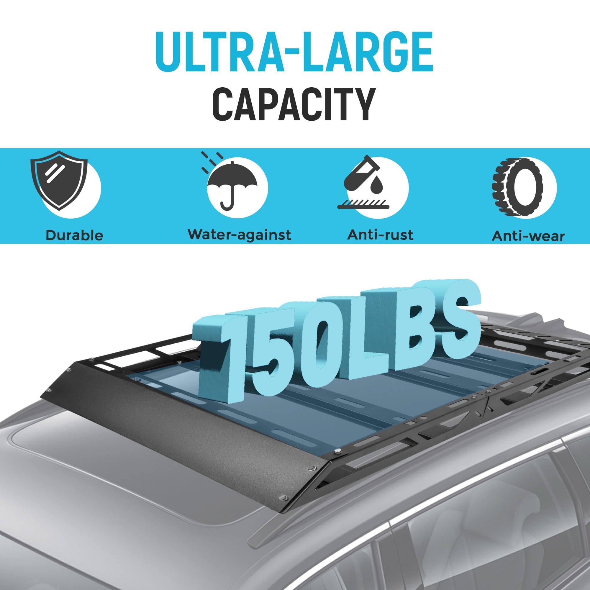 Ecotric 50 '' X 39 '' X 4.75 '' Roof Rack Cargo Basket W/Cross Bars Fit For Car Suv Pickup Truck Van Universal Top Cargo Carrier