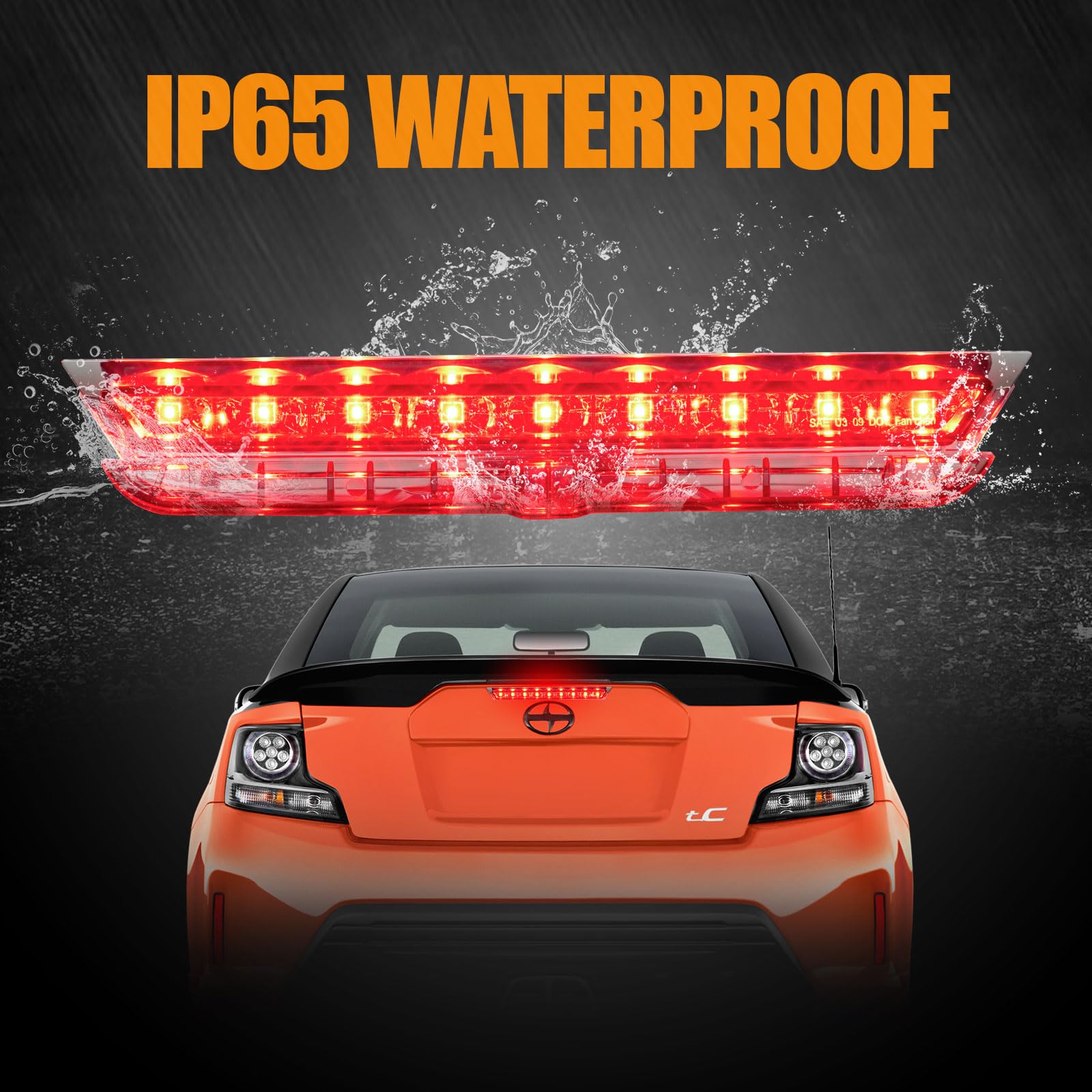 Cxdar Third 3Rd Brake Light Led For 2011-2016 Scion Tc, High Mount Rear Brake Lights Assembly For 11-16 Scion Tc, Waterproof Cen