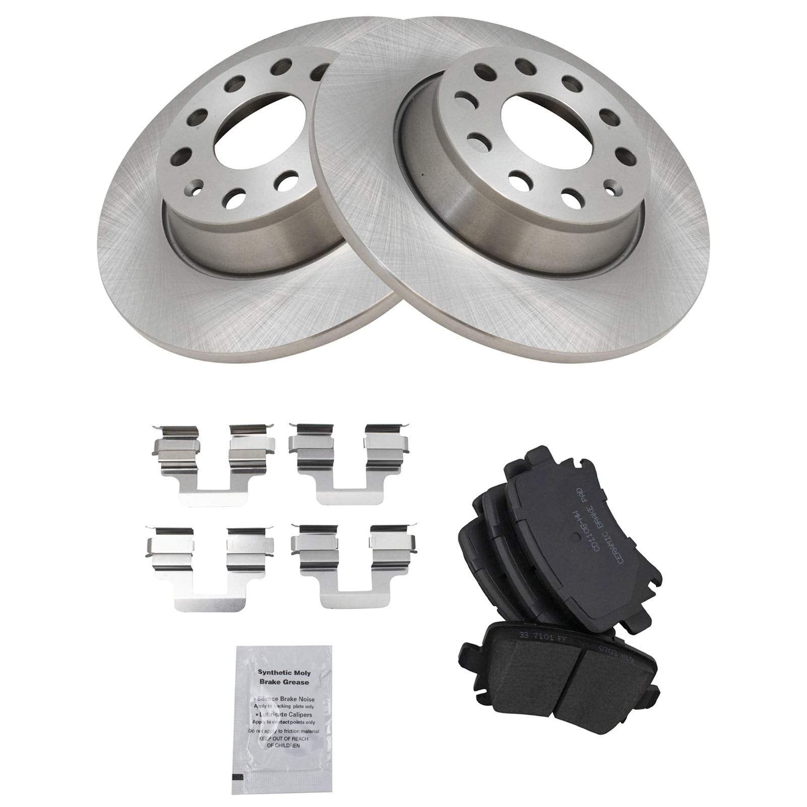 Trq Rear Brake Pad & Rotor Kit Brake Pads Brake Rotor Ceramic Compatible With 2009-2010 Audi A3 A3 Quattro 2009-2016 Volkswagen
