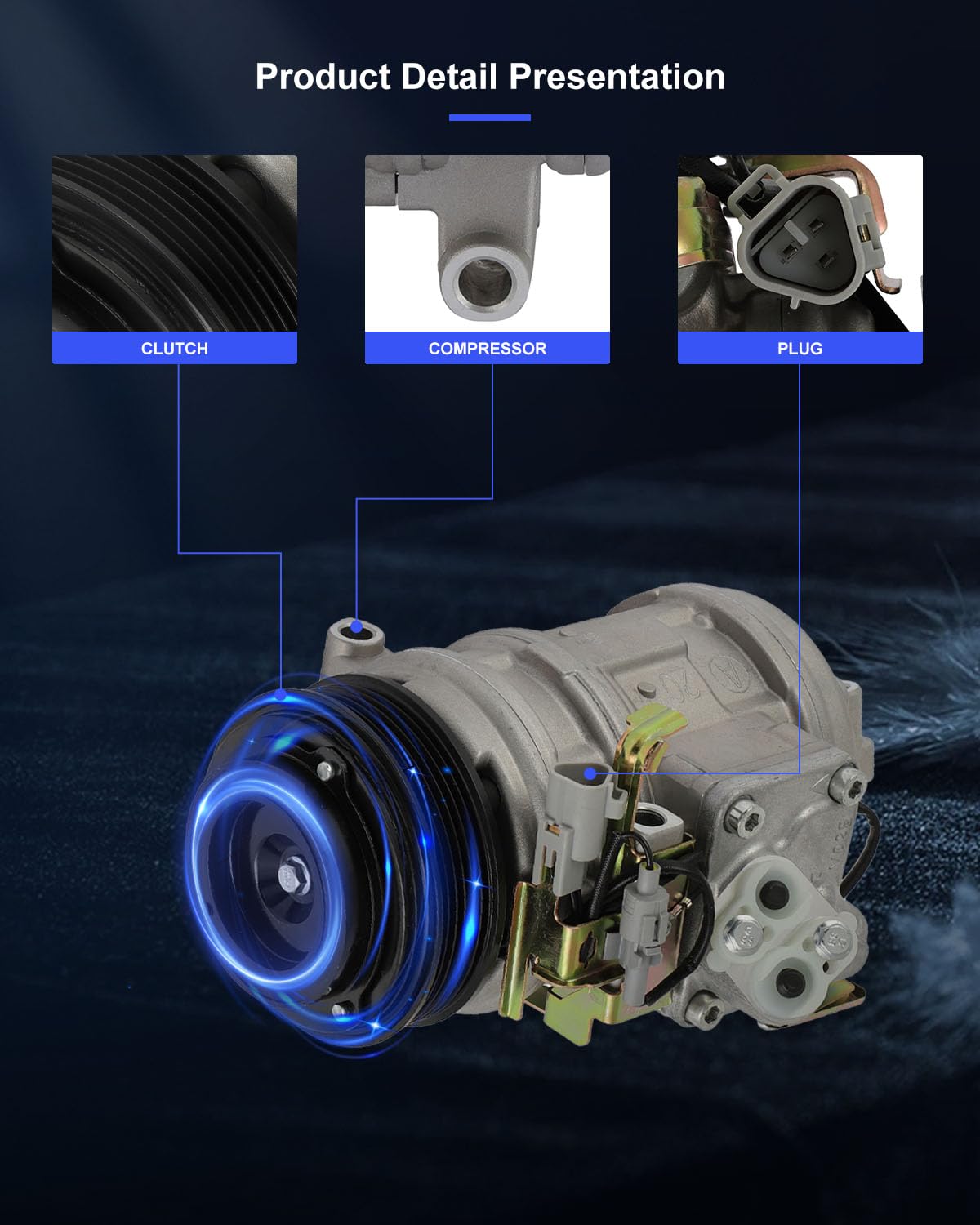 Eccpp A/C Compressor With Clutch 1990-2000 Fit For Lexus Ls400 4.0L 1998-2007 Fit For Lexus Lx470 4.7L Ac Compressor