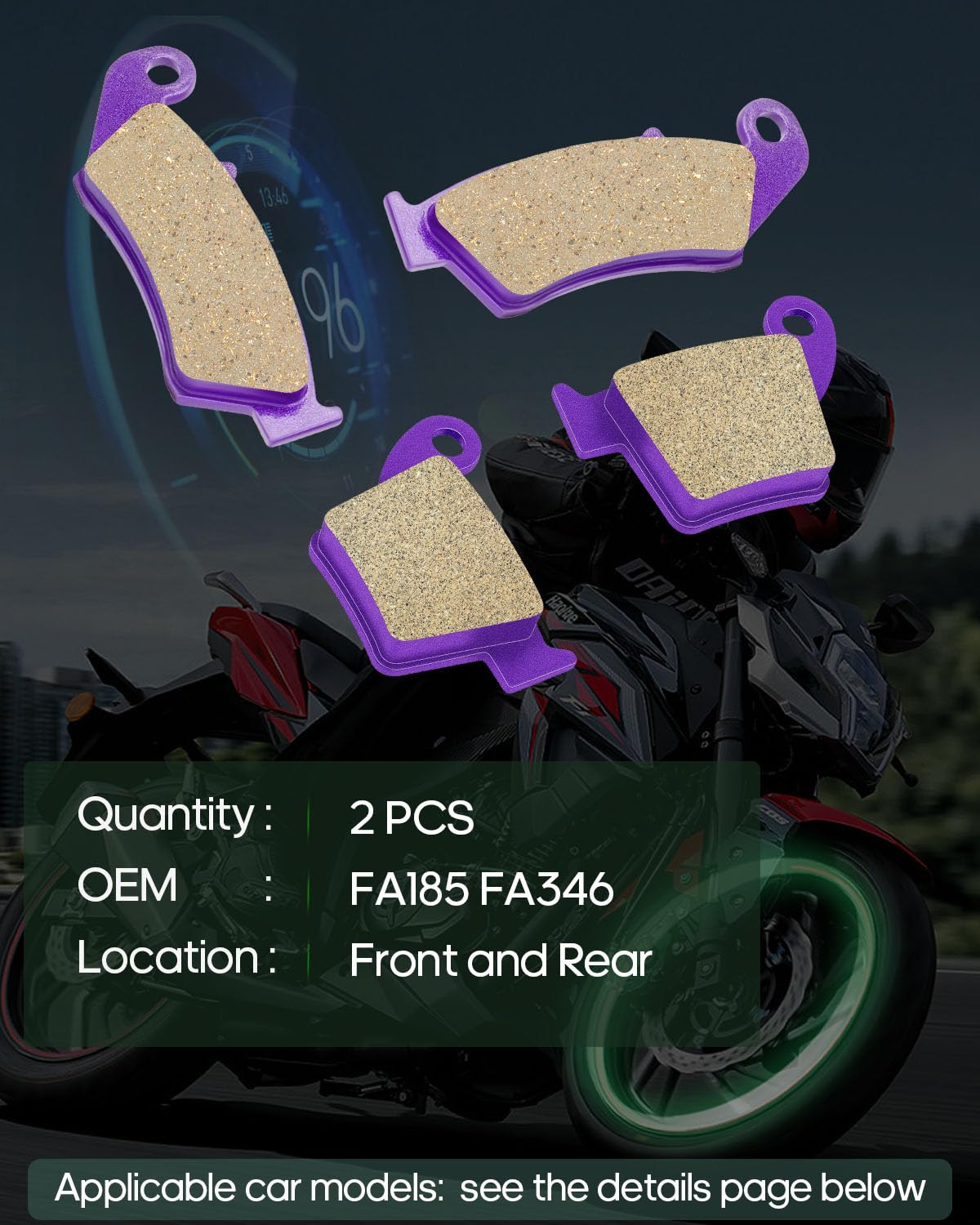 Scitoo Carbon Fiber Brake Pads Fit For 2002-2012 For Honda Cr125R, For Honda Cr250R, For Honda Crf250R, For Honda Crf250X, For Honda Crf450R, For Honda Crf450X Front And Rear
