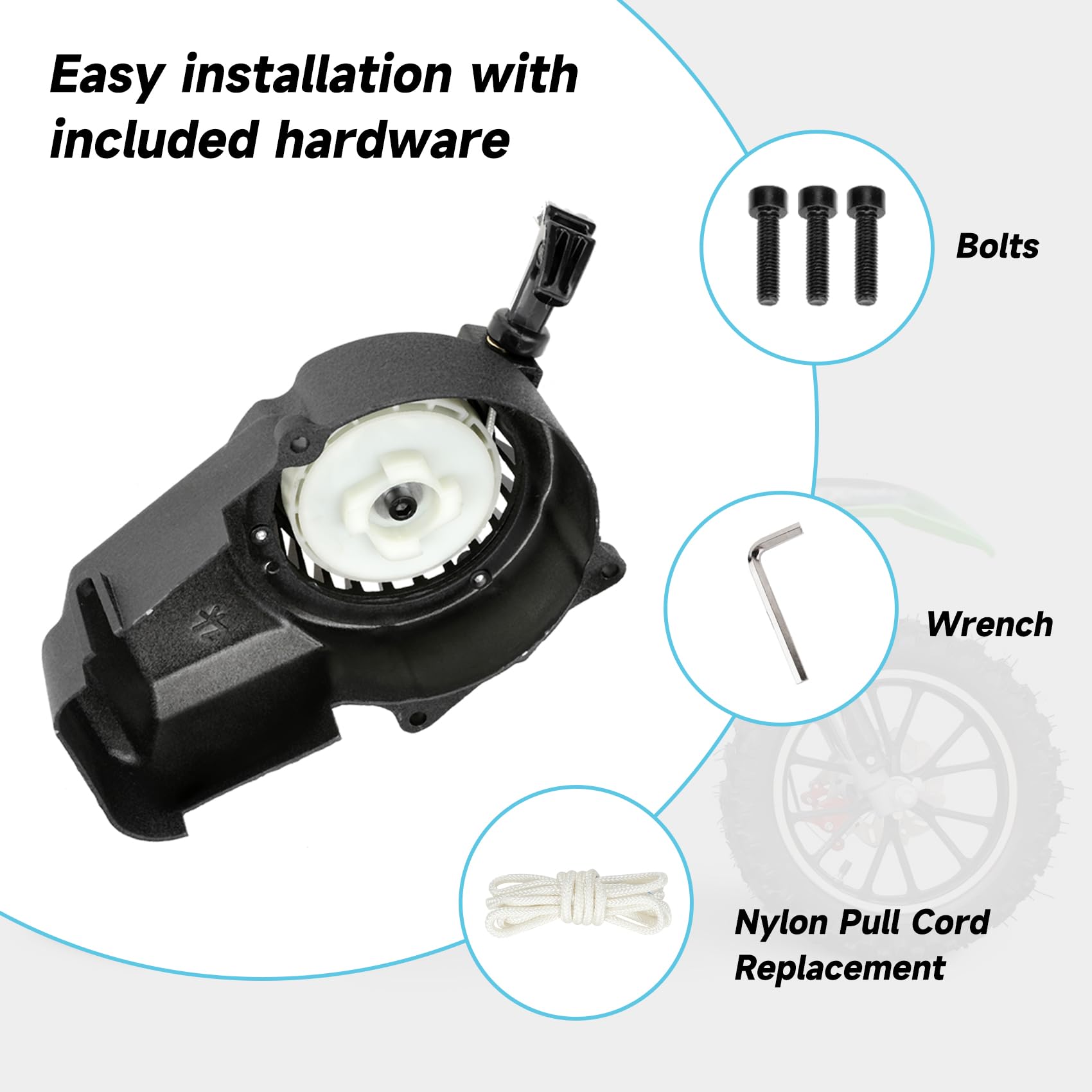 FVRITO Pull Start Assembly for 50cc Dirt Bike, Aluminum Recoil Starter, Black, Compatible with SYX Moto, SSR, X-pro, Apollo, Coolster