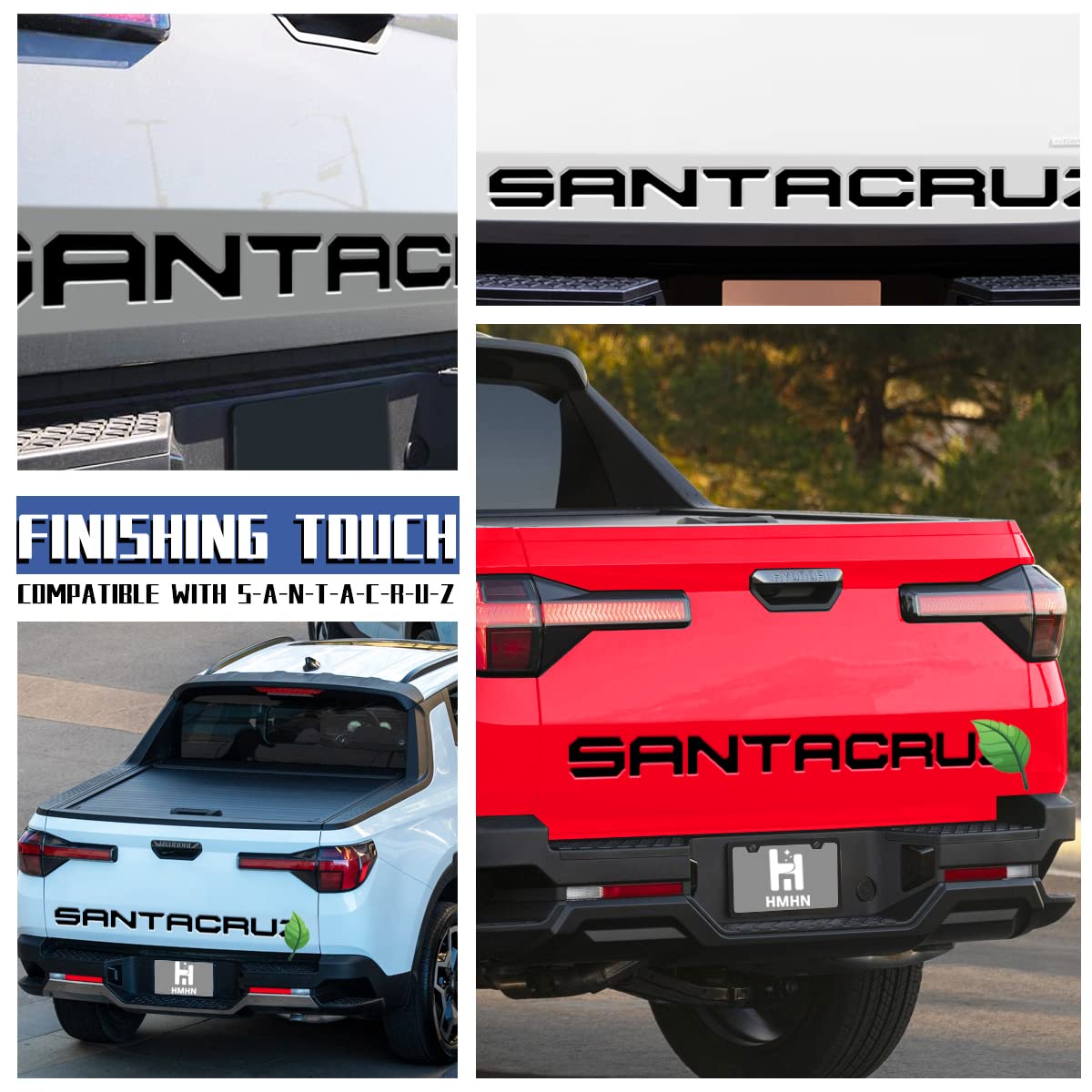 Tailgate Inserts Letters Compatible For 2022 2023 2024 2025 Santa Cruz 3D Raised & Strong Adhesive Decals Letters Rear Emblem Decal Sticker Compatible For Santa Cruz Accessories-Matte Black